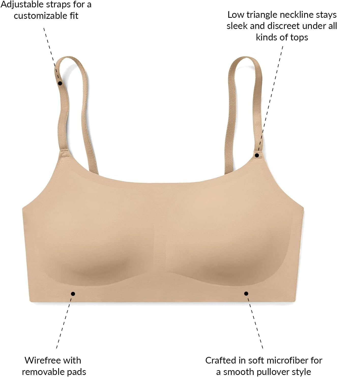 True & Co True Everybody Women's Adjustable Strap Scoop Neck Bra