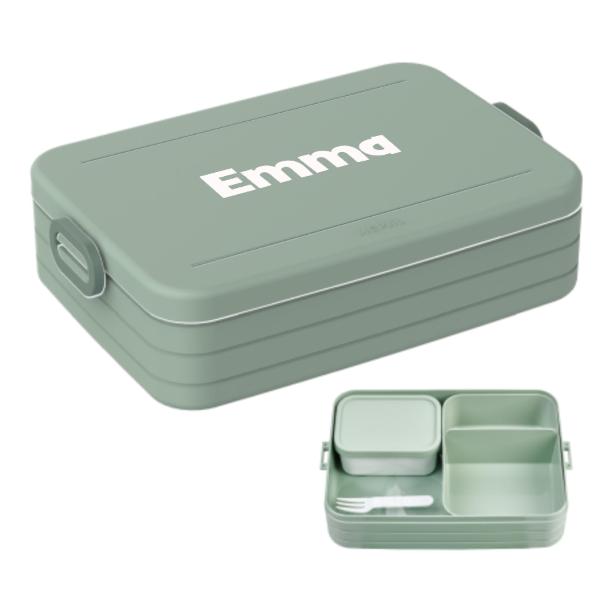 Mepal Set – Personalisierte Bento Lunchbox & Trinkflasche 700 ml – Brotdose mit Namen für Kinder & Erwachsene – BPA-frei – Schule, Büro & unterwegs – Nordic sage