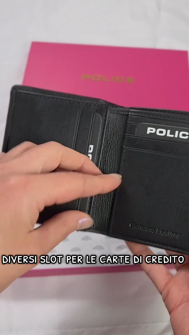 Portafoglio Donna In Vera Pelle POLICE – Compatto Con Bottone E Zip, 13 Slot, Regalo In Scatola