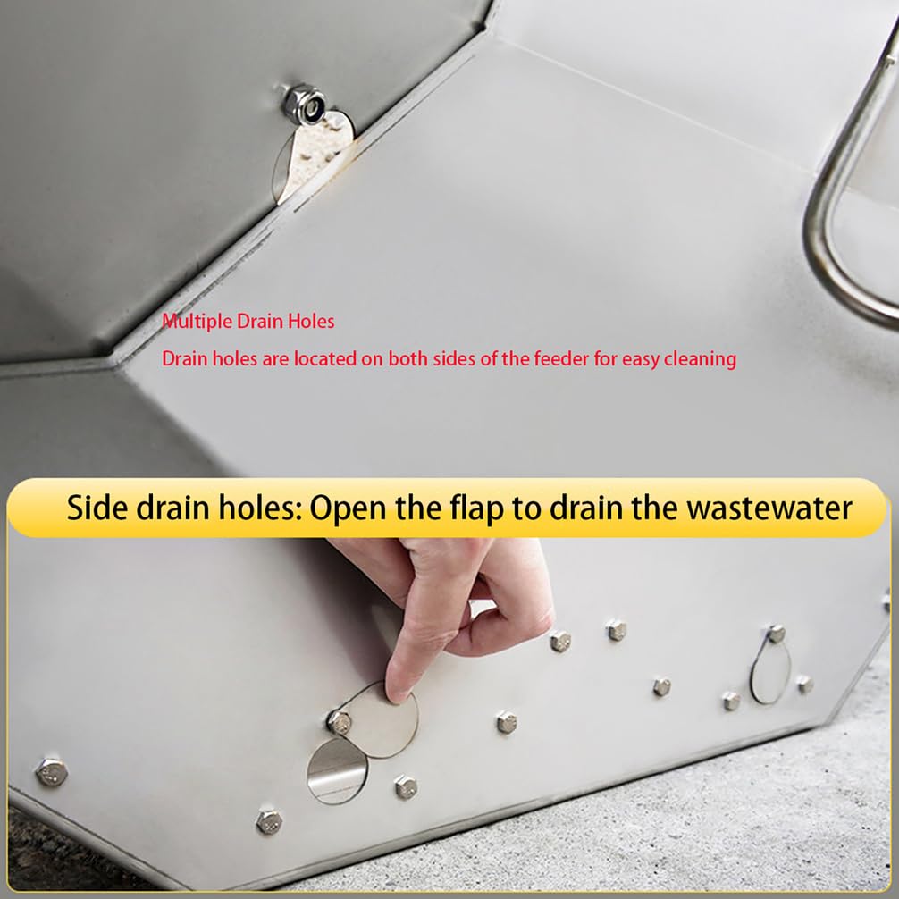 Mangiatoie in Acciaio Inossidabile A Una O Due Facciate Feeder Suini Mangiatoia A Due Facciate per Suini Alimentatore Suinetti Attrezzature per L'allevamento Suino,Argento,L125*H90*W74