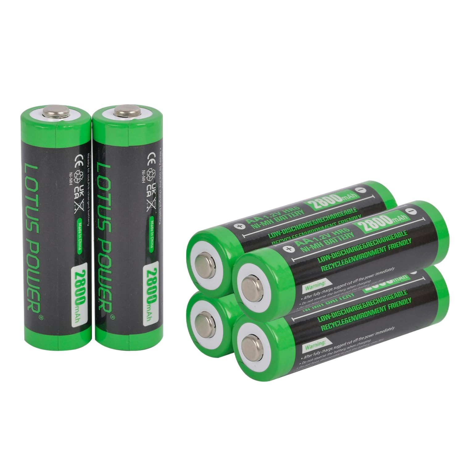 6 Pieces Rechargeable Ni-MH AA Batteries, Portable & Recyclable 2800 mAh AA Batteries 1.2 V AA Battery (six-Pack)