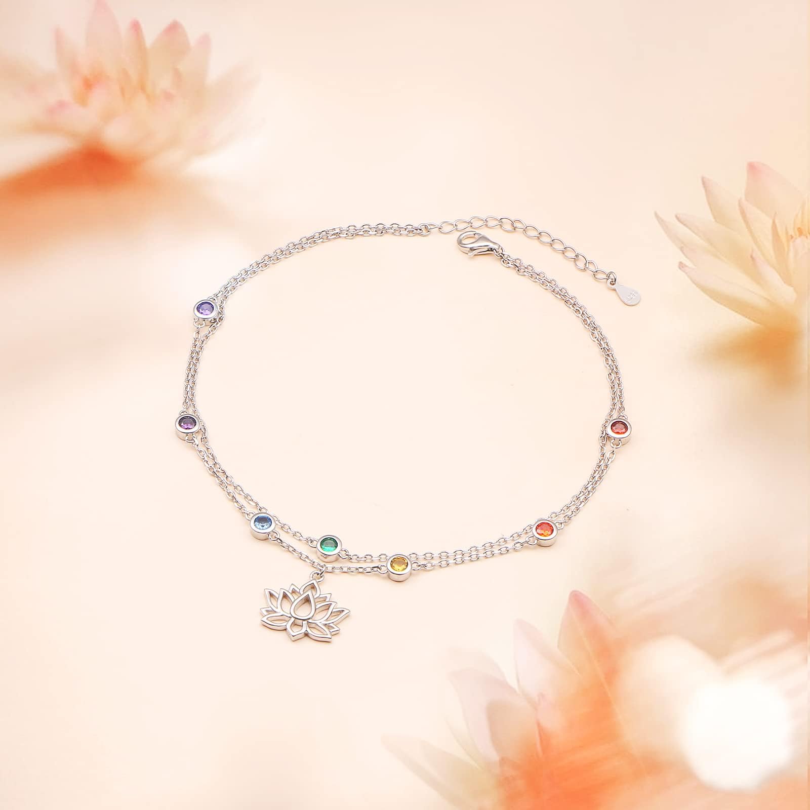 Flyow Cavigliera donna malocchio/turchese creato/infinito doppia cavigliera regolabile estate spiaggia caviglia bracciale gioielli regalo, 9 + 1,5 Zoll