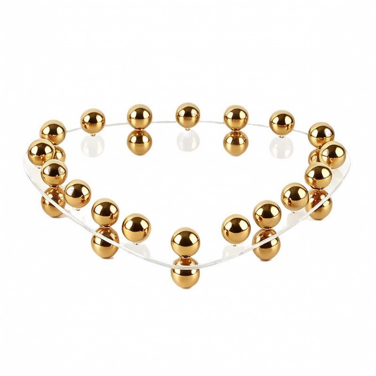 MagiDeal Vassoio Triangolare Elegante Geometrico, Vassoio Trasparente con Sfere Dorate, per Toeletta, Grande