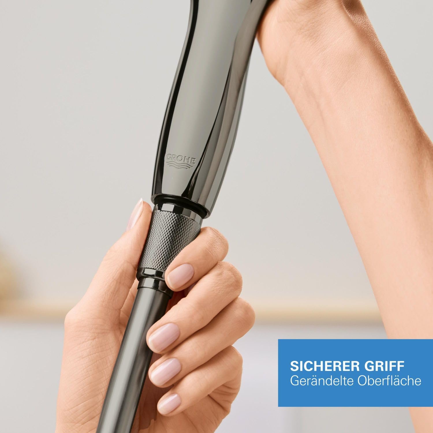 GROHE Silverflex, knickfester Duschschlauch, anthrazit, 1,25m (robuster Brauseschlauch, druckbeständig, universaler Anschluss, keine Dichtungsringe notwendig), hard graphite, grau, 28362A01