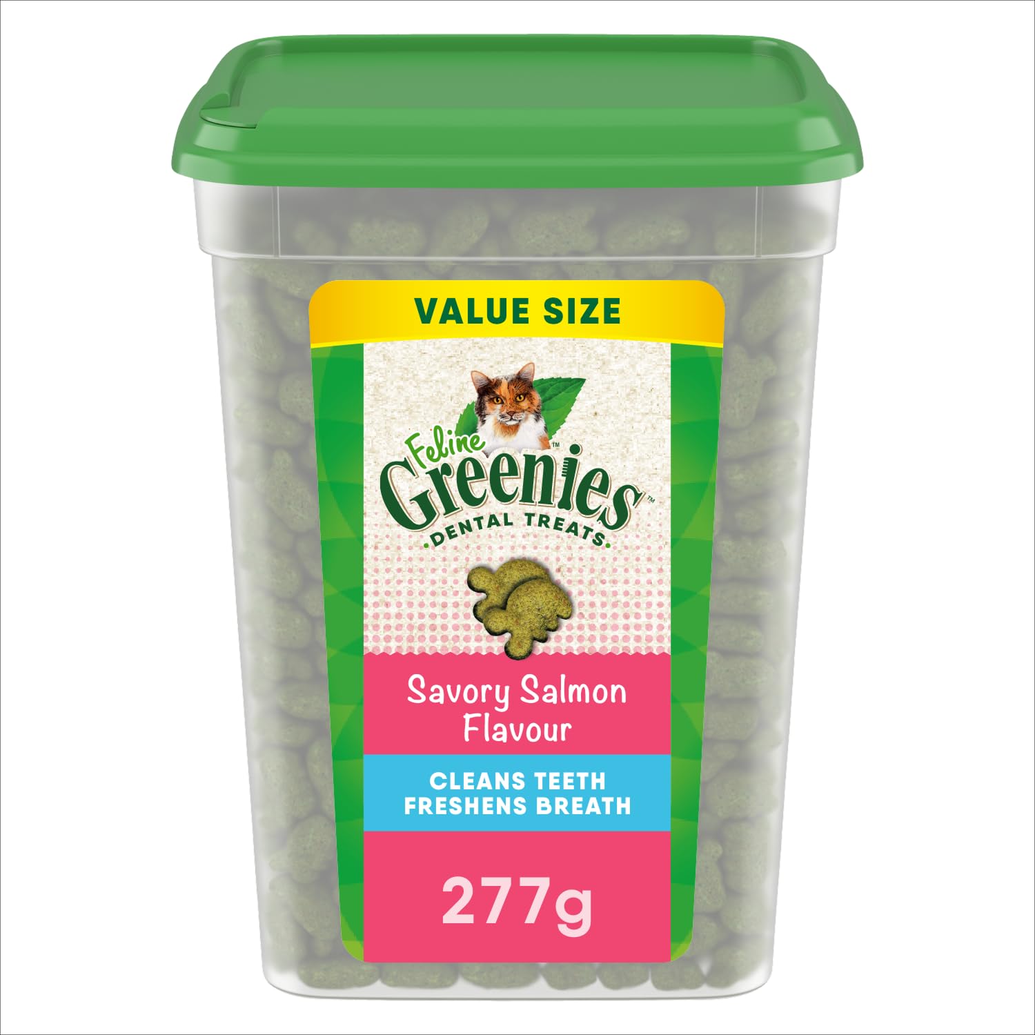 Greenies Cat Treats Feline Veterinarian-Recommended Adult Natural Dental Cat Treats Savory Salmon Flavor 9 75 oz Tub