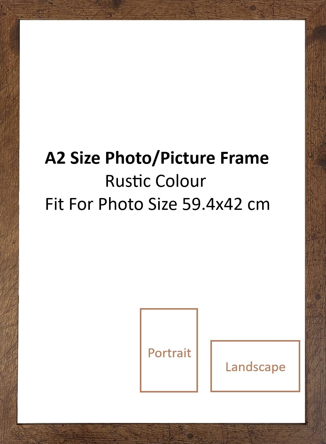 DECORO A2 Rustic Photo Frames, A2 Size Picture Frame Rustic Colour, Poster Frame Wall Mount with both Landscape and Portrait Display