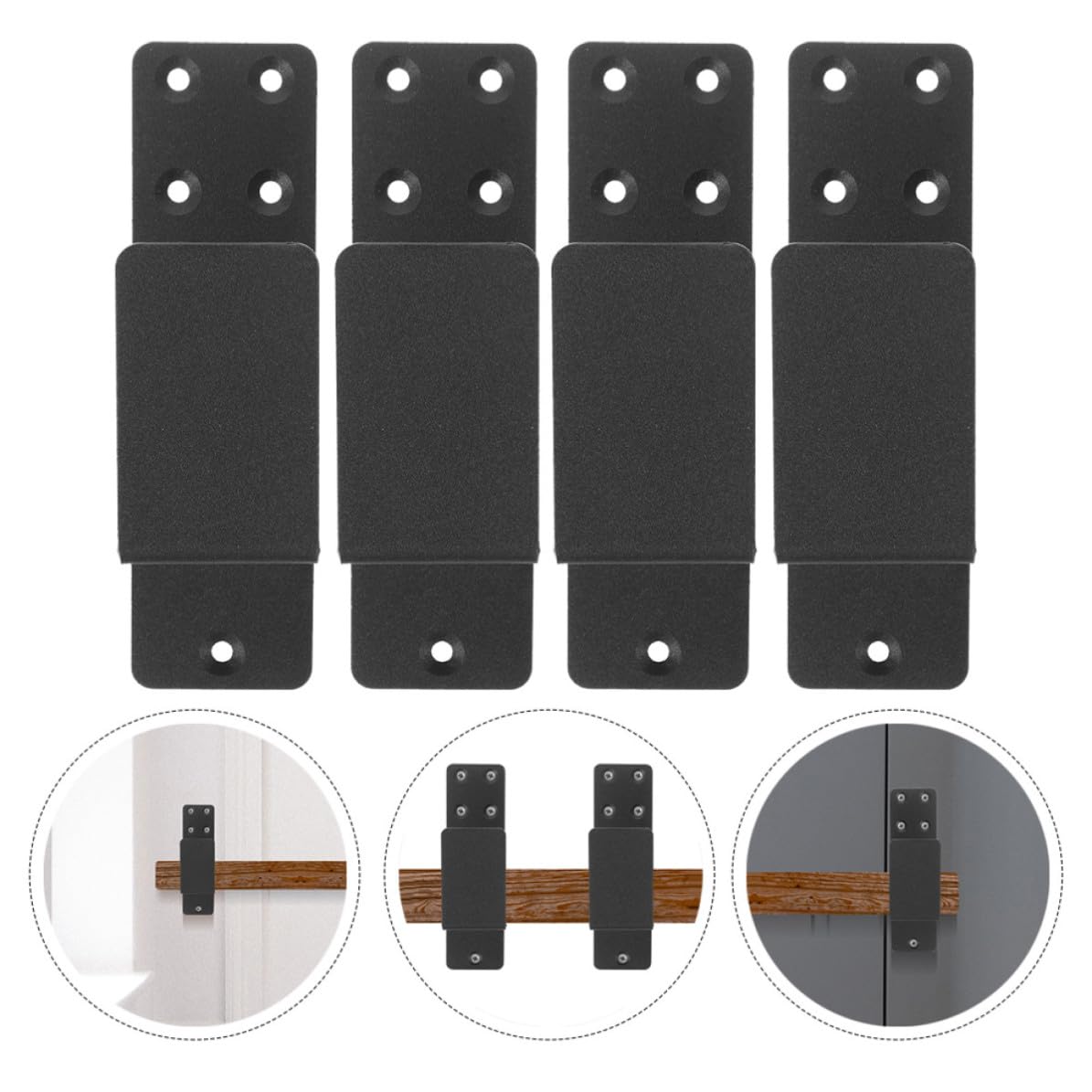 Sicherheitsbarrikadenhalterungen in Stahl mit u förmiger, minimalistischer Halterung, schwarz, 1 Satz, für Scheunentore und Haussicherheitsanwendung