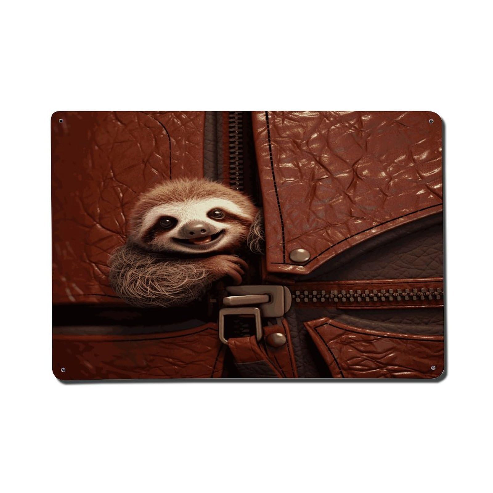 Adfgyerh Style Sloth On Zipper Metal Signs Funny, Aluminum Tin Sign Indoor Outdoor Decor, Vintage Signs For Home Office Kitchen Bar Cafe Garden Farmhouse Wall Decor