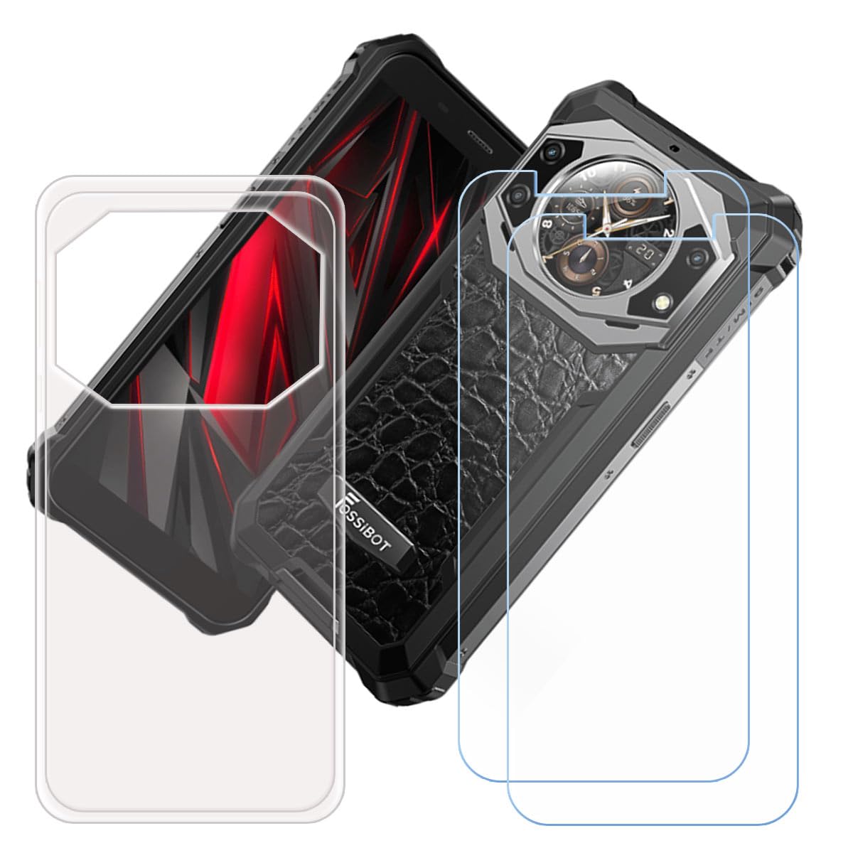 Custodia + Vetro Temperato Per Fossibot F101 PRO (5.45'') – Cover Ultra Sottile In Silicone Morbido Antigraffio, 2 Pellicole Protettive Incluse, Nero - 2