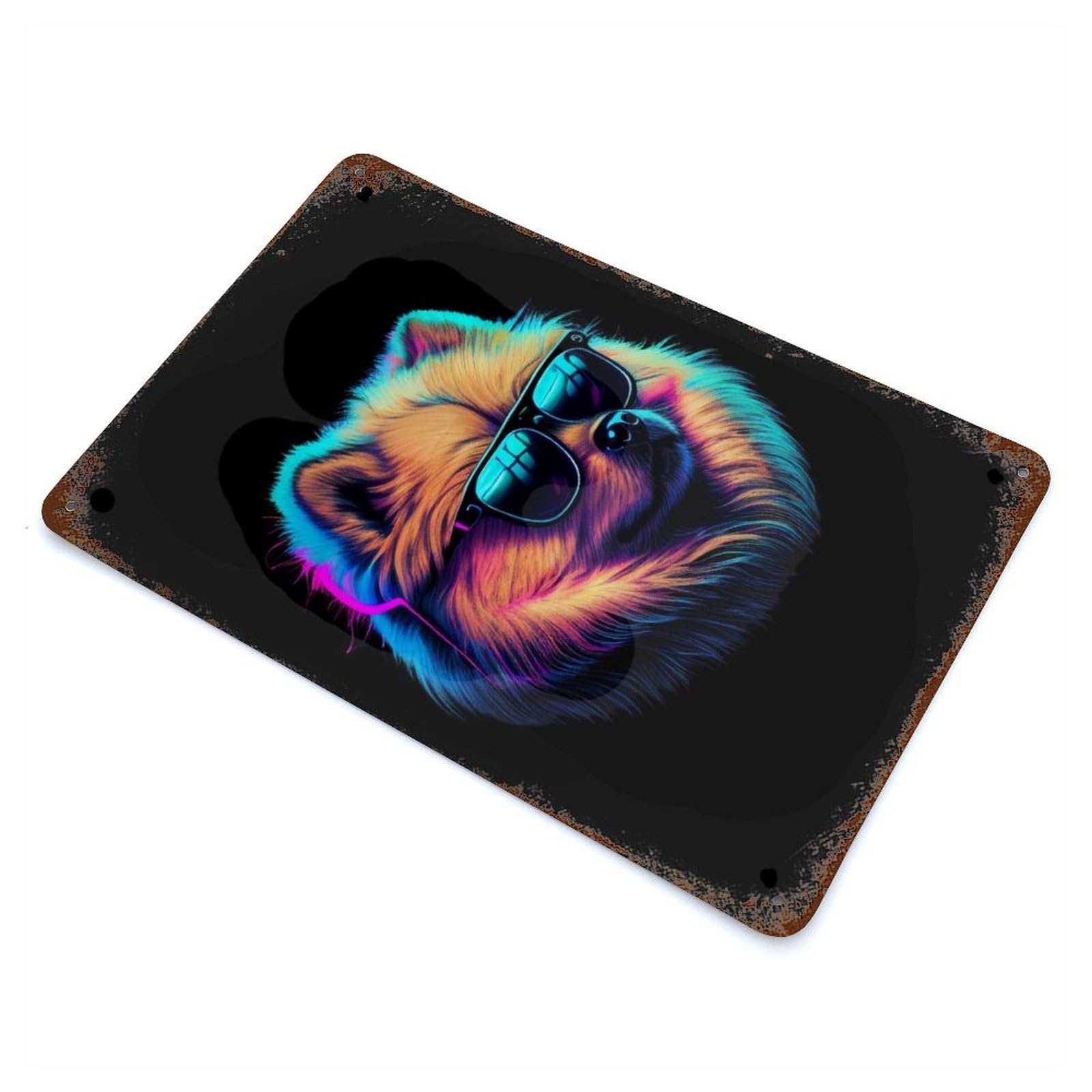 Chow Chow Aged Metal Wall Plaque 11.8"x7.9", Old School Wall Decor for Garage, Bar And Workshop Decor