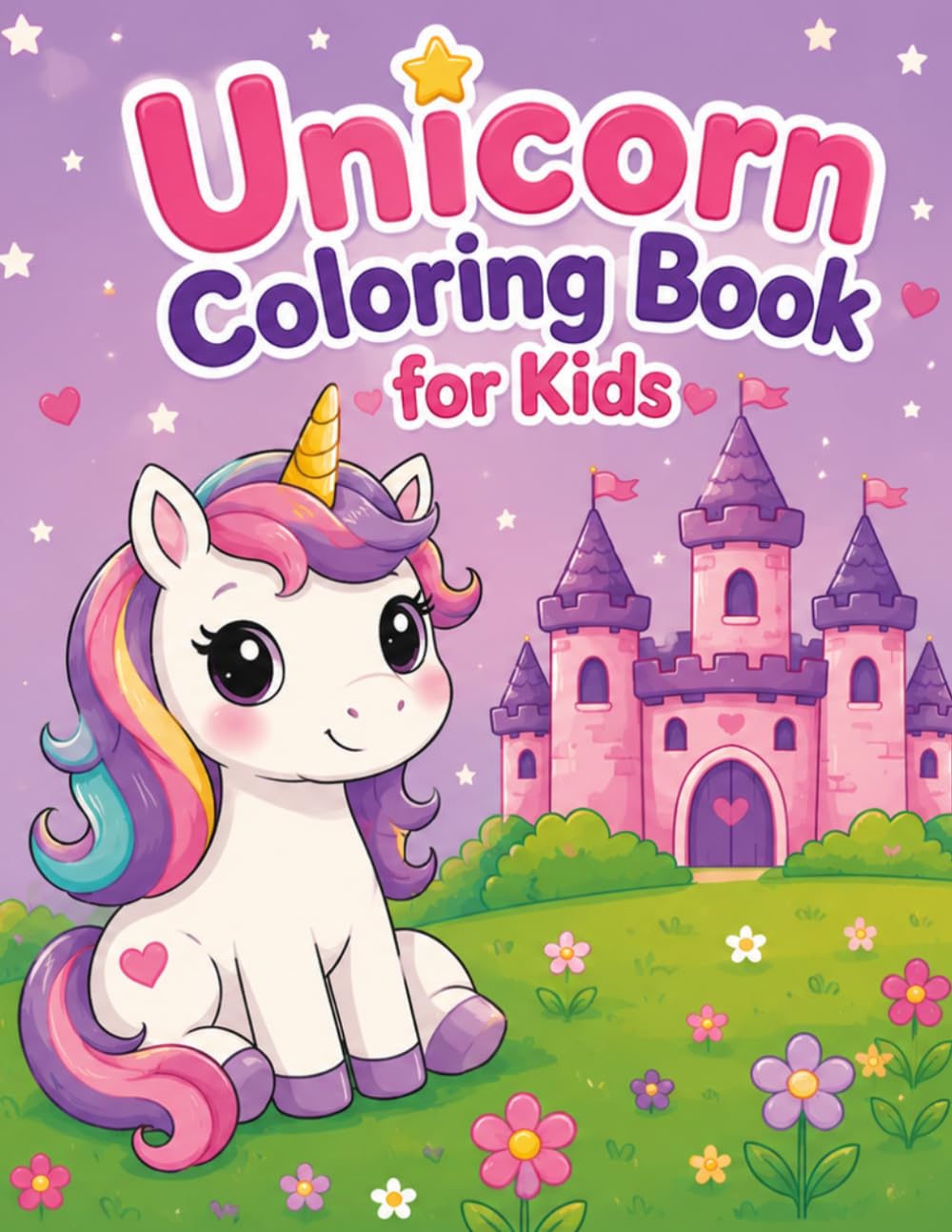 Unicorn Coloring Book for Kids: Fun and Easy Coloring Pages with Magical Unicorns, Rainbows, Castles, and Adventures for Ages 3–8