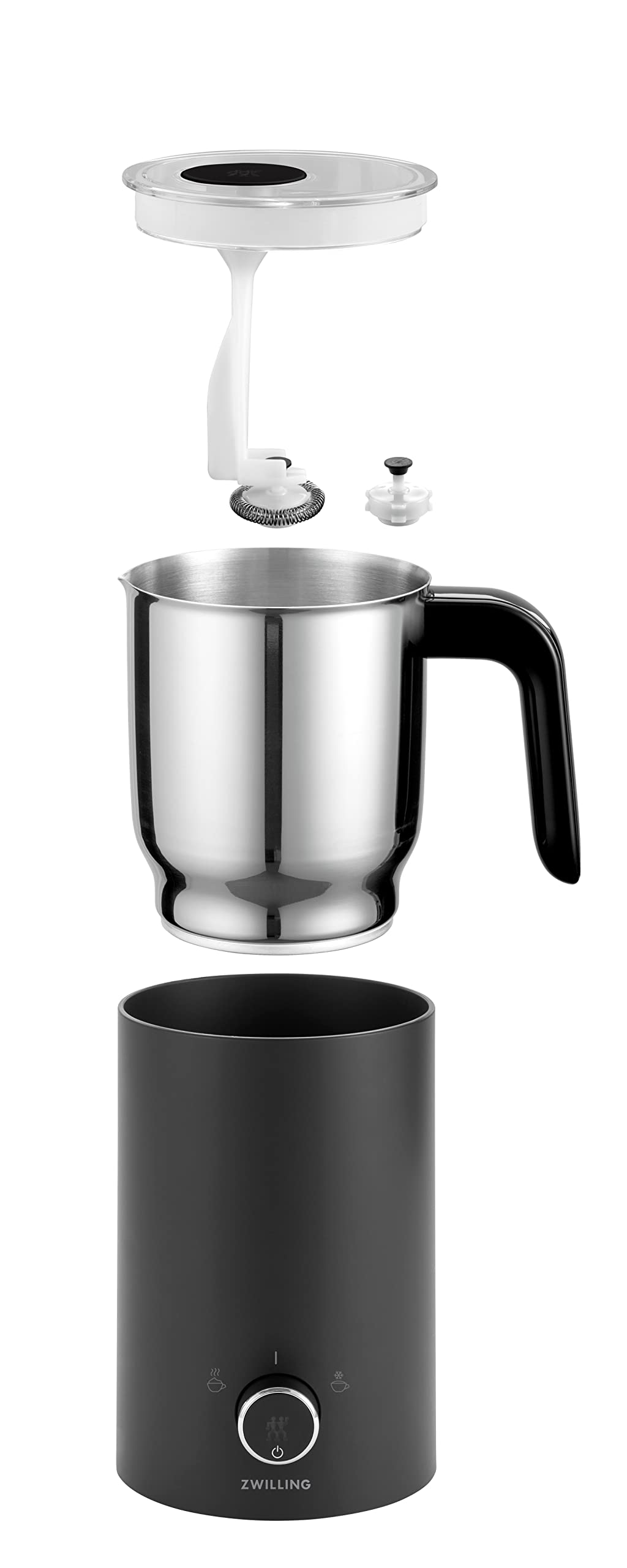 ZWILLING ENFINIGY Montalatte elettrico per latte caldo e freddo e alternative al latte a base vegetale, 400 ml, Nero