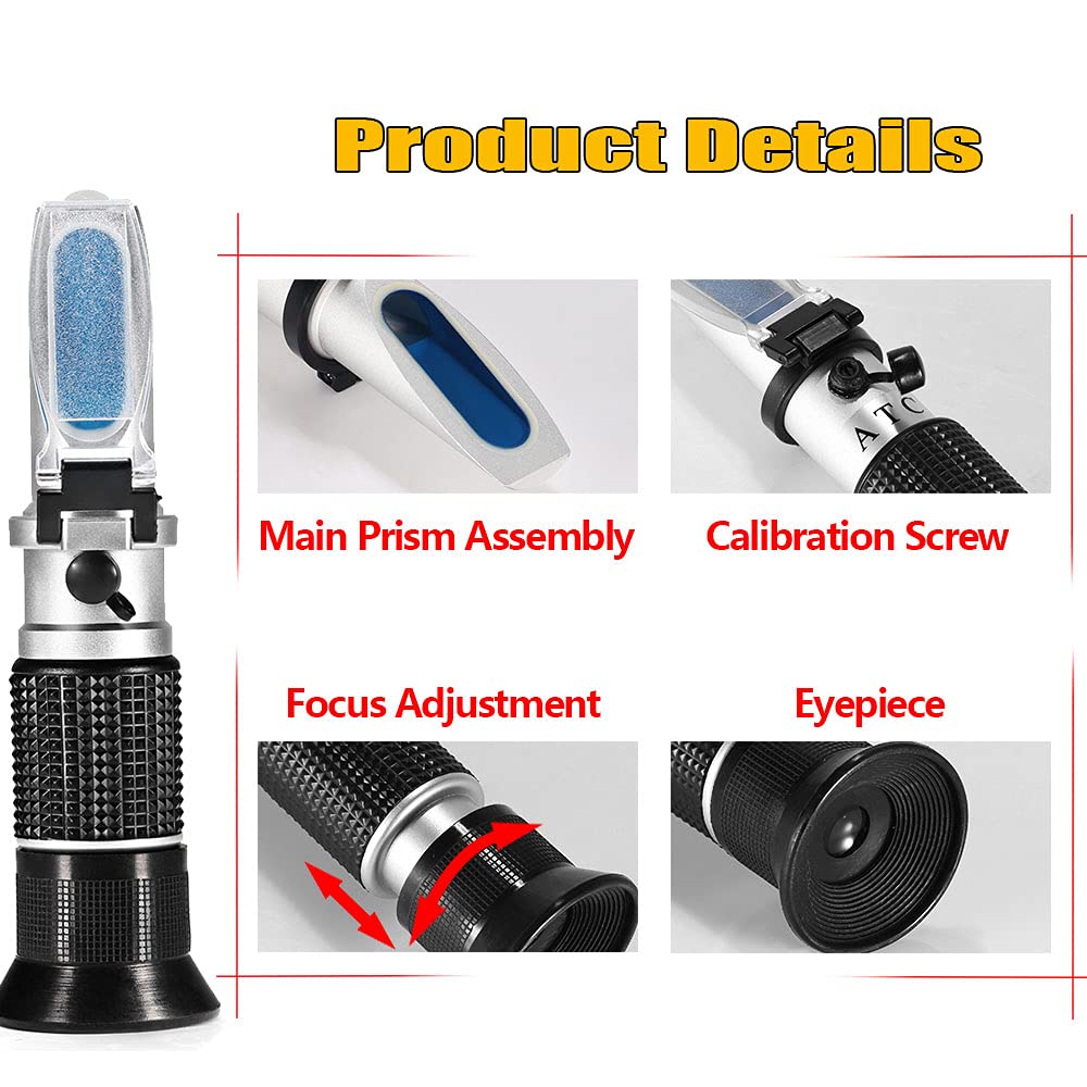 (0-90% Refractometer) - Handheld Brix Metre Refractometer,VRESOURCING Portable 0-90% Brix Refractometer High Accurate with ATC,Sugar Content Measurement for Sugar Food Fruit Beverages Honey - Image 2 thumbnail