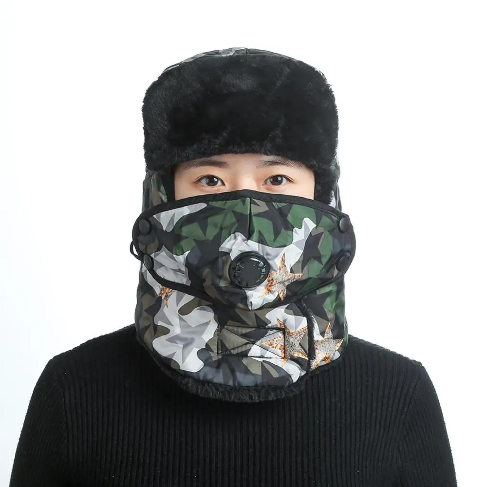 SiVaji Gorros De Punto para Sombrero Tejido Beanie Invierno Cálido Hombres Mujeres Gorras Al Aire Libre Esquí Orejera Cara De Nieve Gorros A Prueba De Viento Calaveras