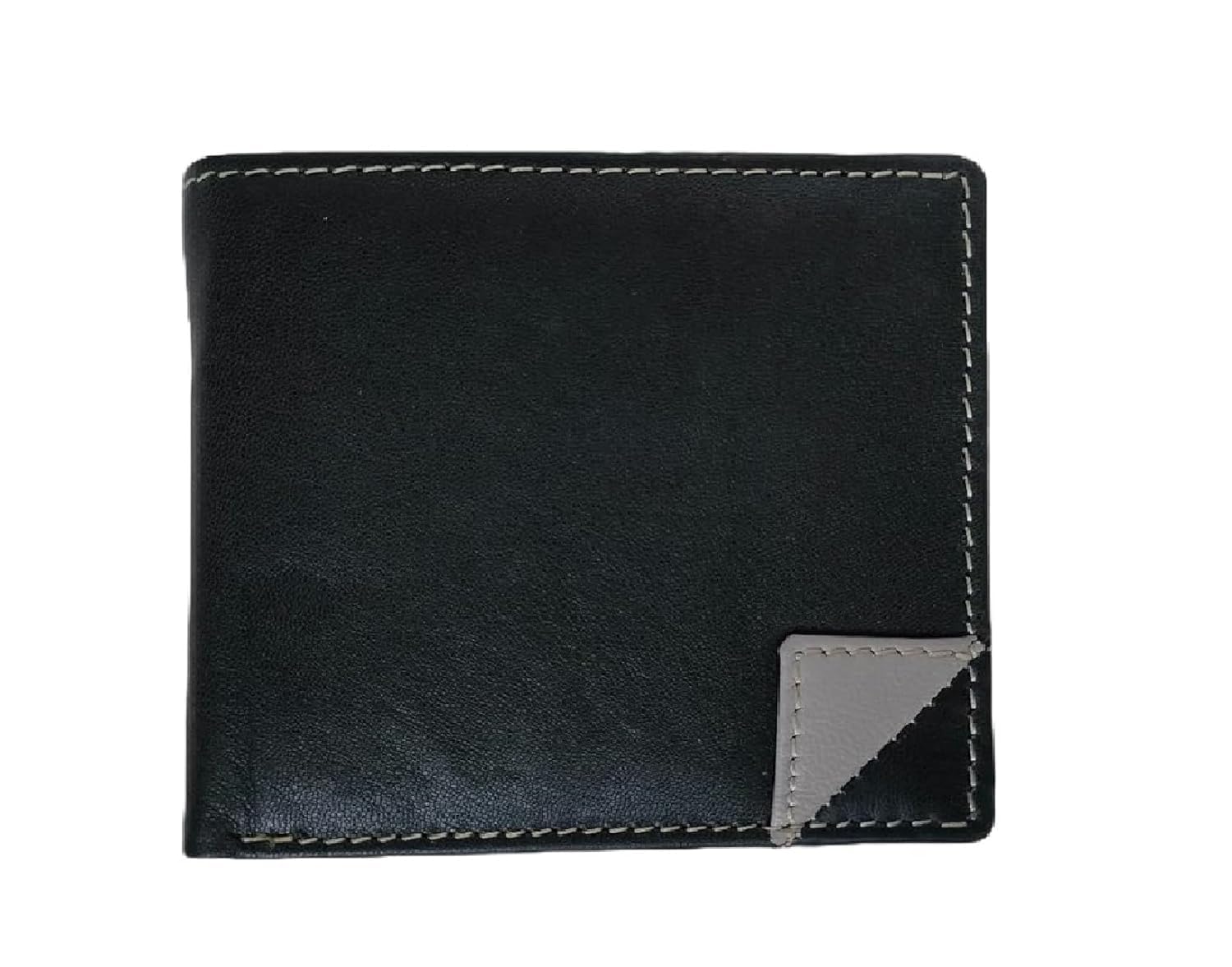 Genuine Leather Men's Wallet - (Bifold) (Grey/Black) (Card Carry Pockets : 4) (ID Window : Nil) (Secret Compartments : 2) (Money Compartments : 2)-image-19