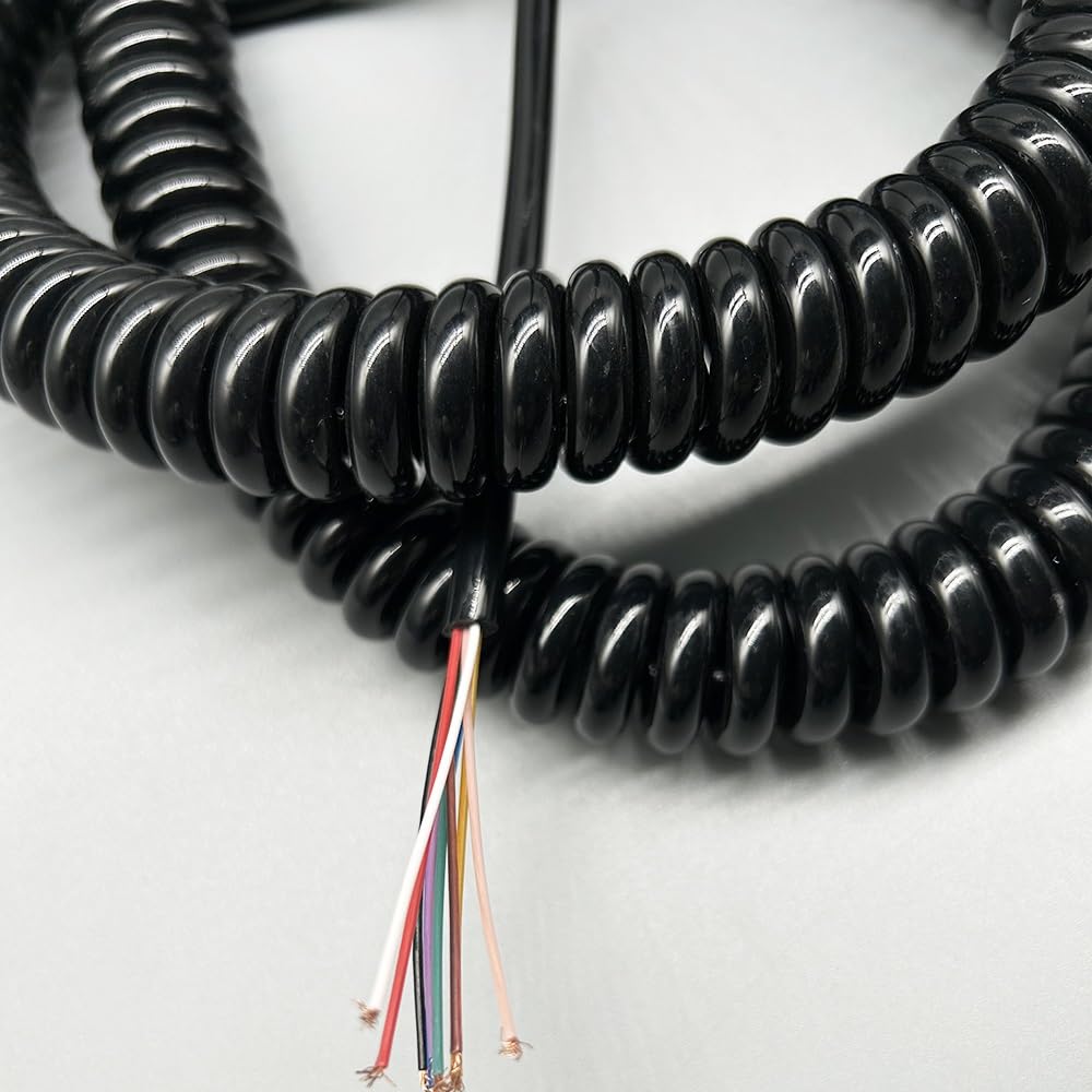 Espiral enrollada Cable de resorte en espiral de 24 AWG, 9 núcleos, 0,2 mm2, espiral telescópica, cobre puro, cable con cubierta de alambre altamente elástico Alambre de tensión(3.75 meters)