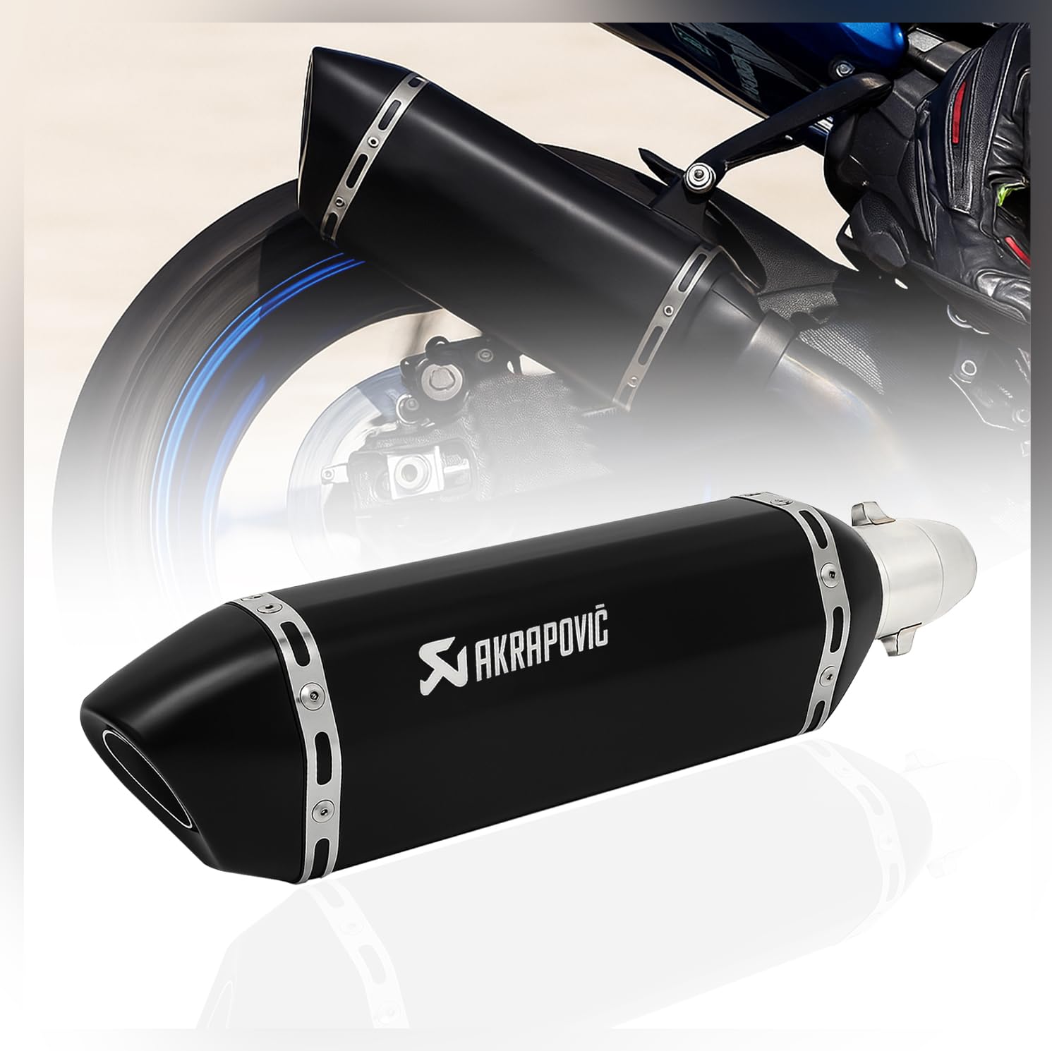 Vagary New Akraphovic Exhaust/Silencer Wtih Inbilt DB Killer for KTM, Kawasaki, Honda,TVS, Bajaj & Universal for bikes (Black)