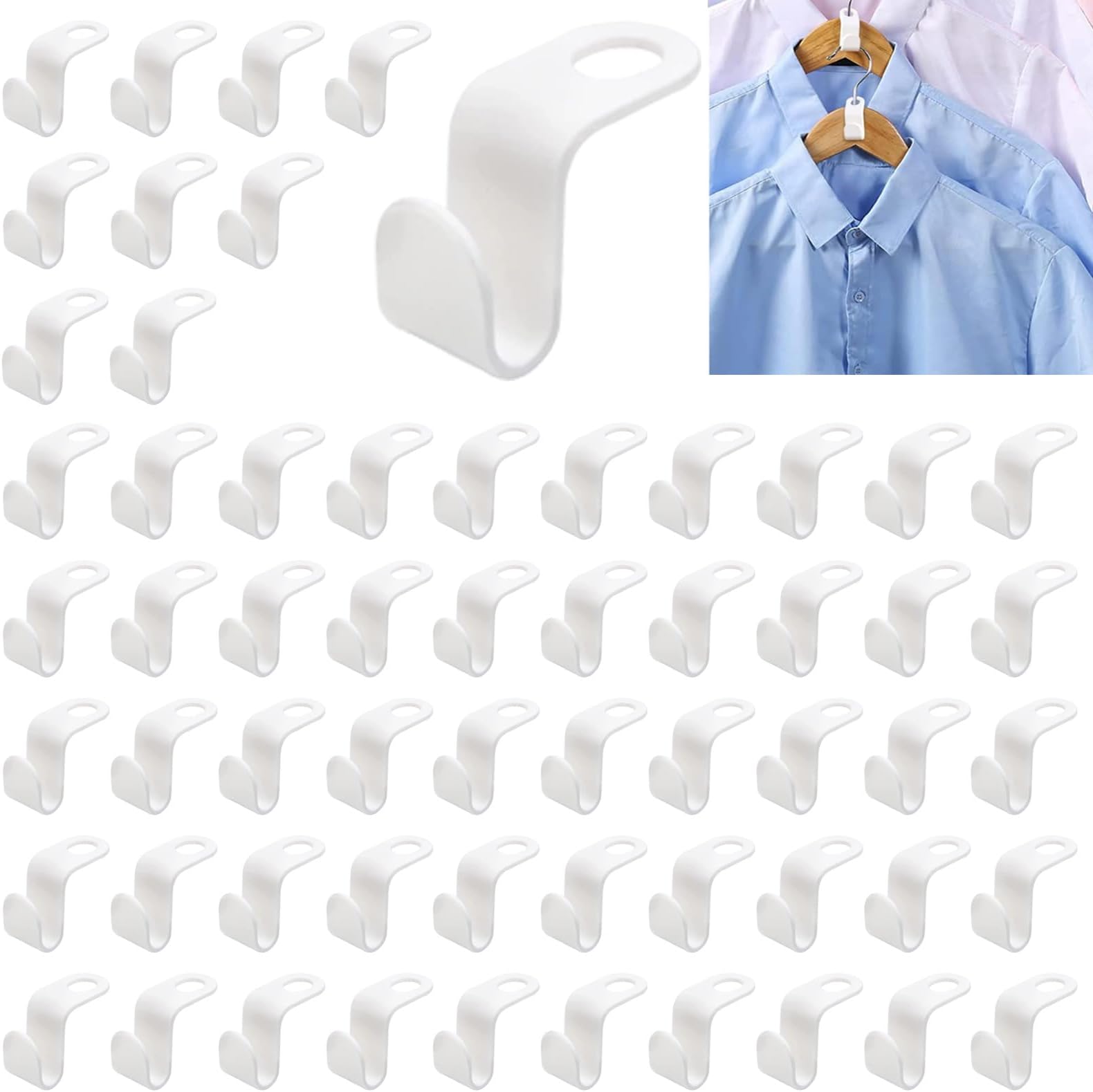 NVTEGR 60PCS Hangers Space Savers, Clothes Wardrobe Wizard Hooks, Multi