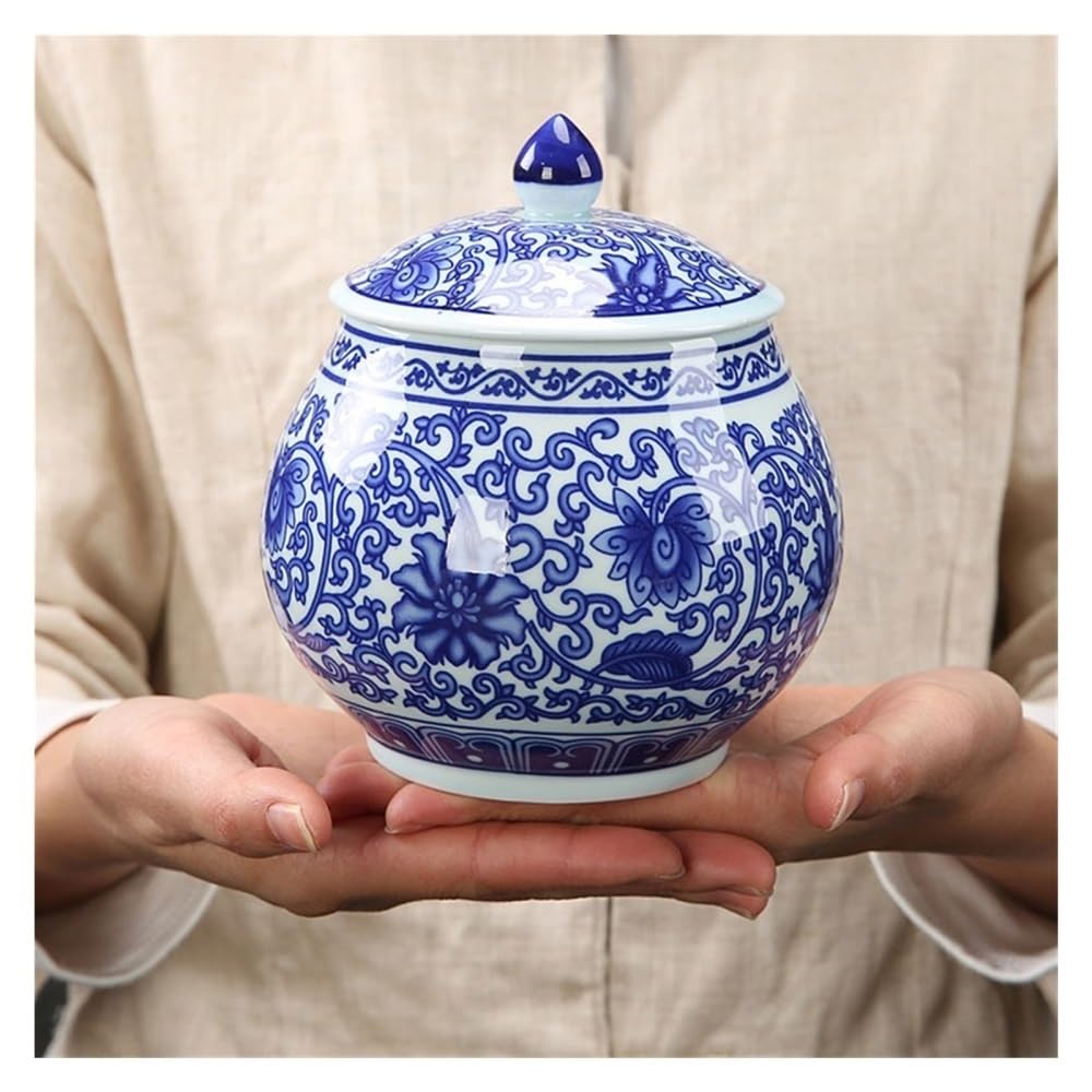 Contenedor de té Bote de té de porcelana Celadon, tarro de sellado de cerámica, caja de almacenamiento grande for el hogar