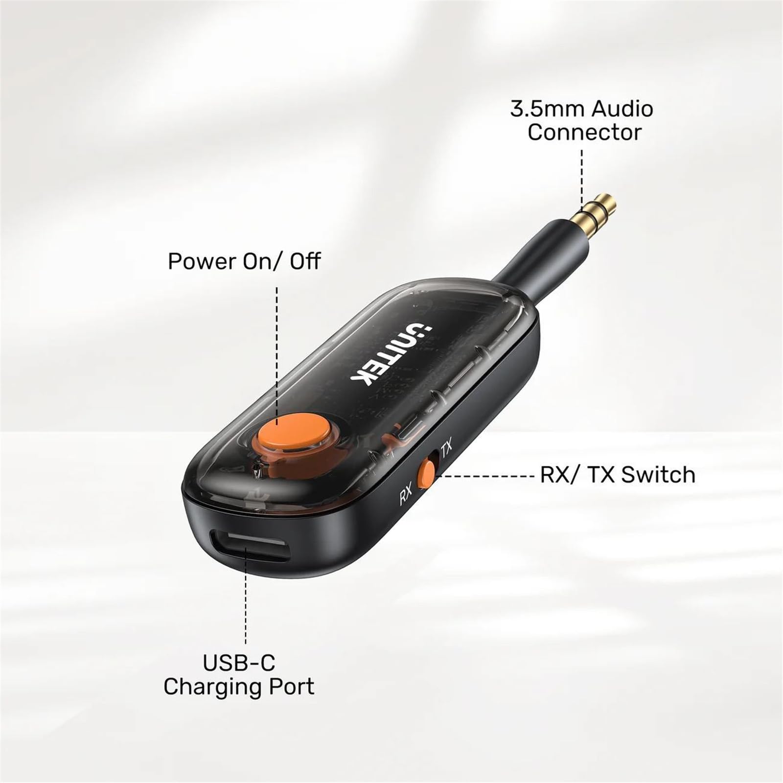 UNITEK Emetteur/Récepteur Audio Bluetooth sur Batterie (10h) ou sur Secteur - Jack 3.5mm