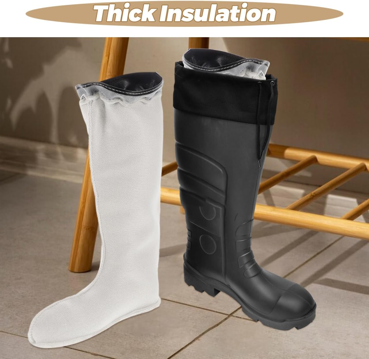 Gadpiparty Rain Boots Inner Lining Ski Glove Liners Thick Socks Women Fleece Boot Liner Mens Winter Shoe Pad Breathable Rain Boot Liners Hunter Boot Liners - Image 7