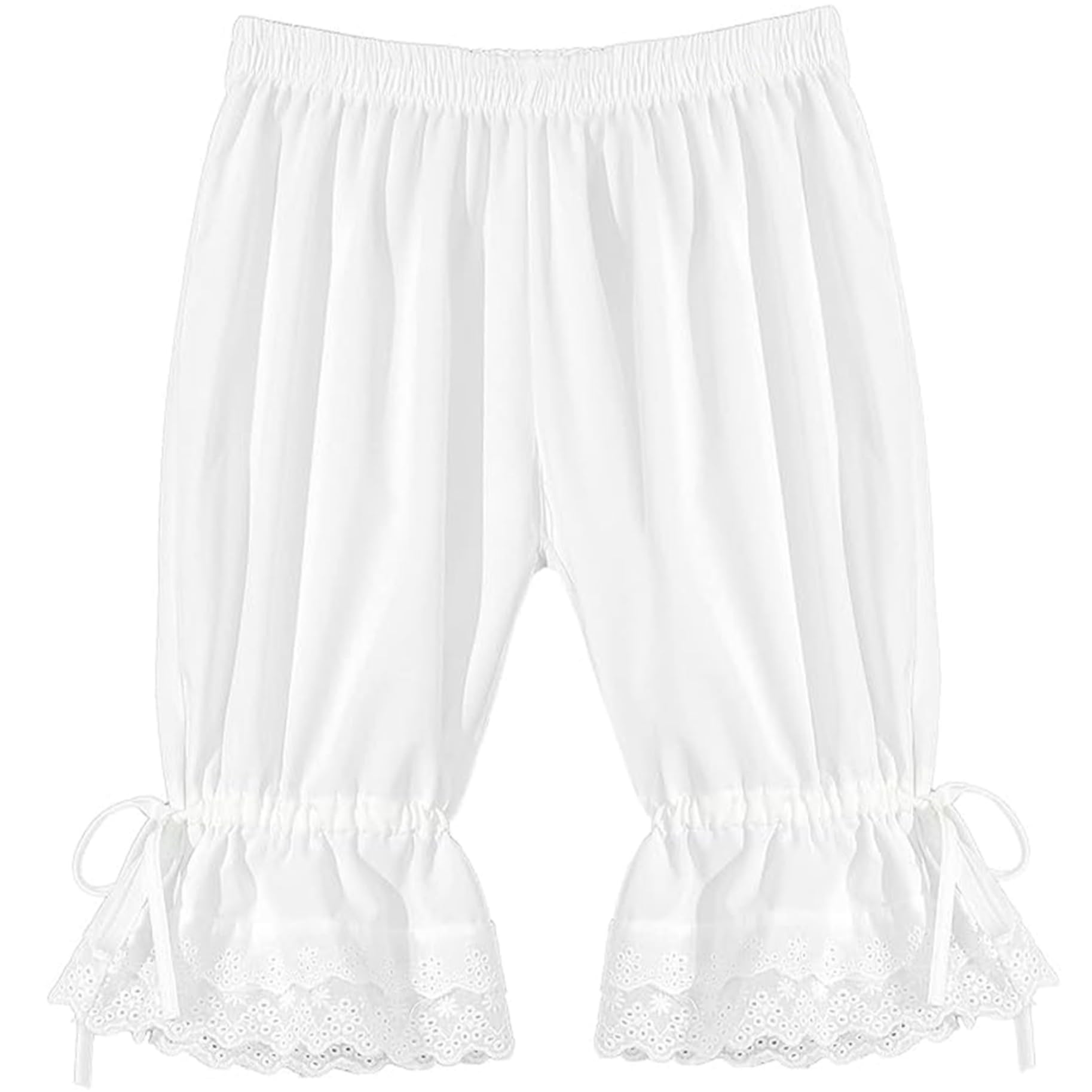 1pc Bloomers Blancos, Flores de Volante con cordón, Flores de Cintura elástica, Flores de Pantalones Cortos para Mujeres durmiendo, l