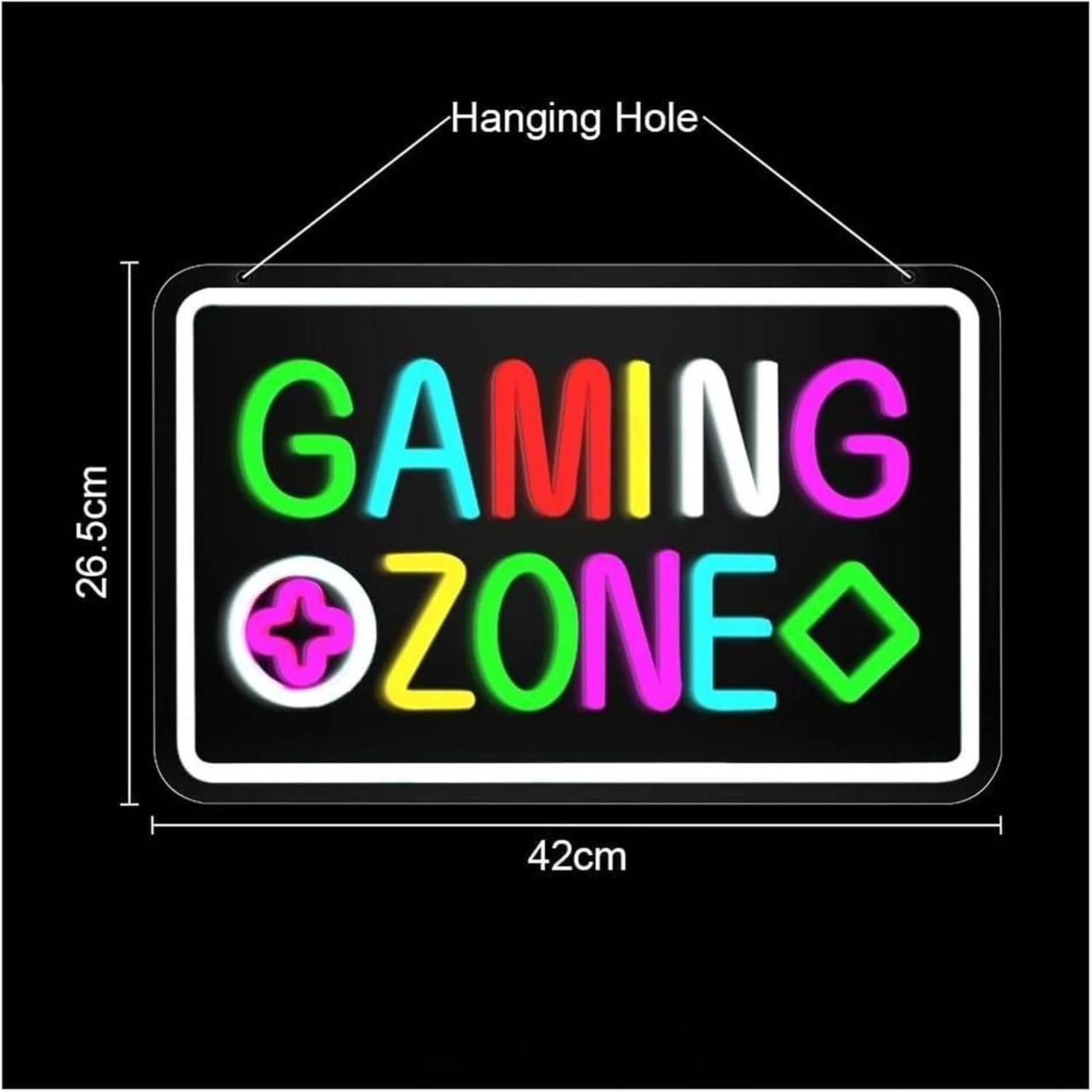 Generico Luce al neon a LED Gaming Zone per la decorazione da parete della camera letto dei ragazzi, 42x26,5 cm