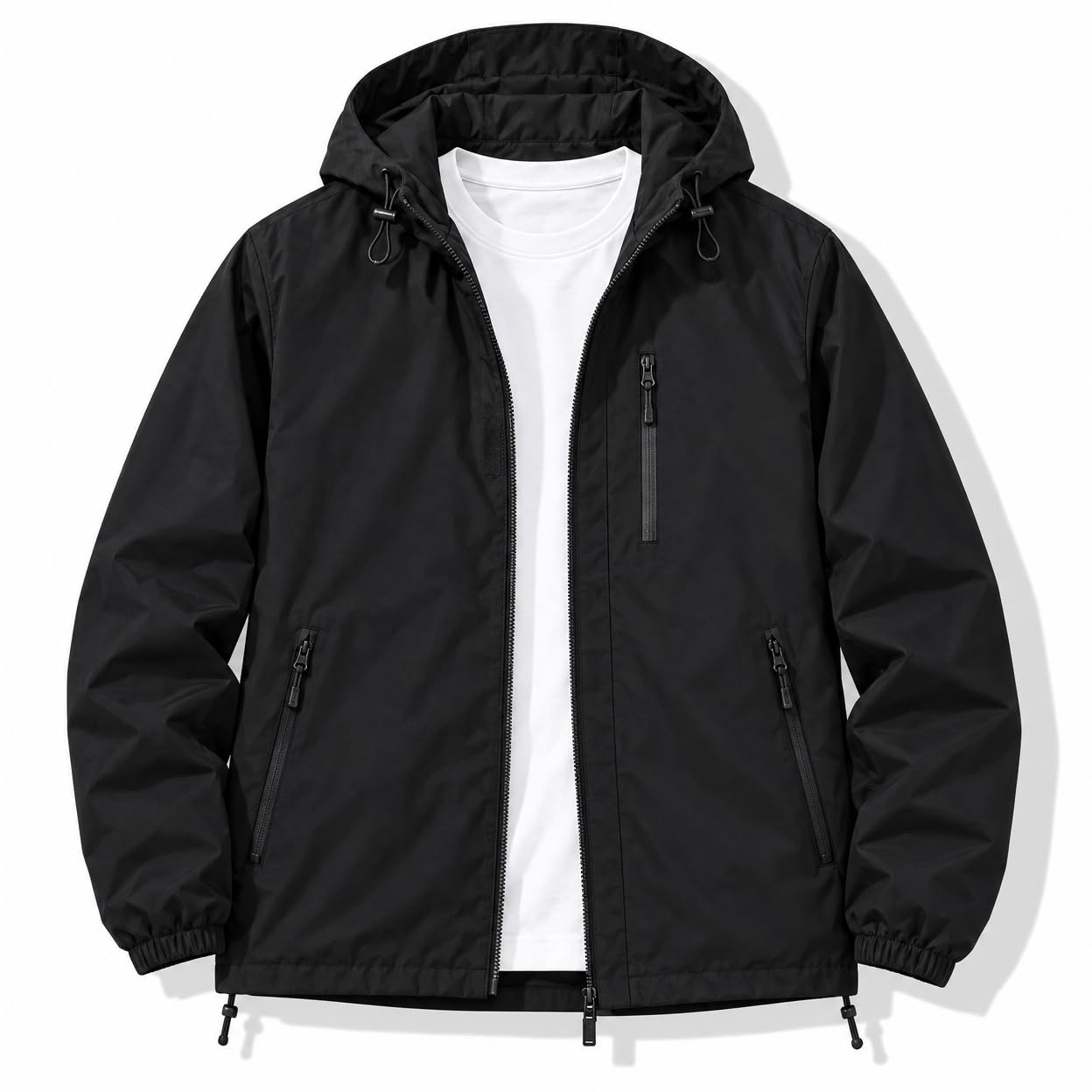 Wellhero Men's Lightweight Windbreaker Jacket Water-Resistant Hooded Raincoat