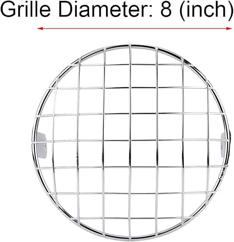 Miniatura 5 de Motocicleta 8 "Faro de malla de malla de montaje lateral cubierta universal máscara para Cafe Racer (Plata)