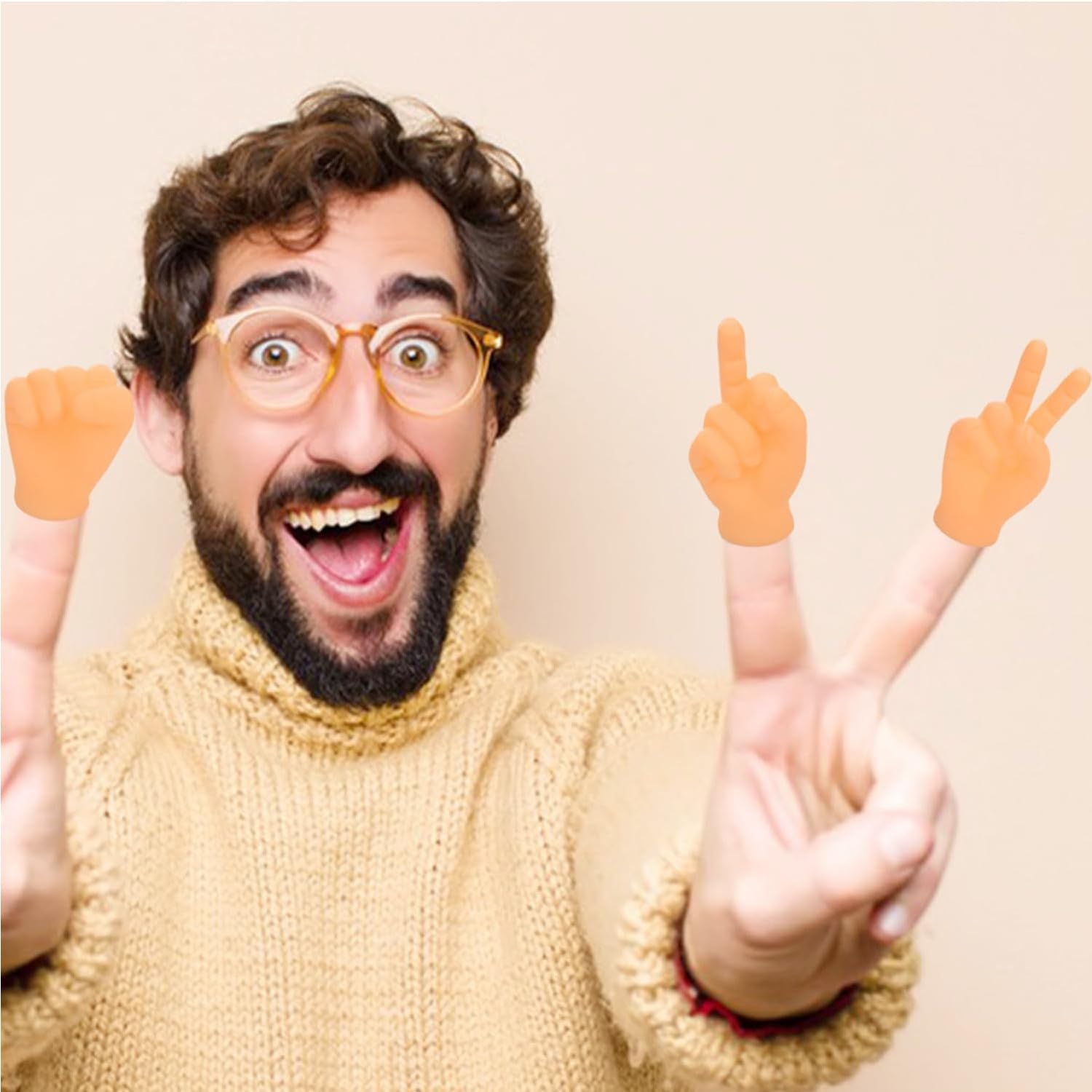 JJiaoLinin Mini Finger Hands, 6 Pcs Tiny Hands Finger Puppets, Fingers Props with 6 Gestures,Human-Pet Interaction Props - Image 4