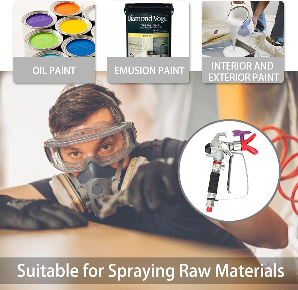 Airless Paint Spray Gun Sprayer High Pressure 3600 PSI 517 Nozzle Tip Swivel Joint for Sprayer