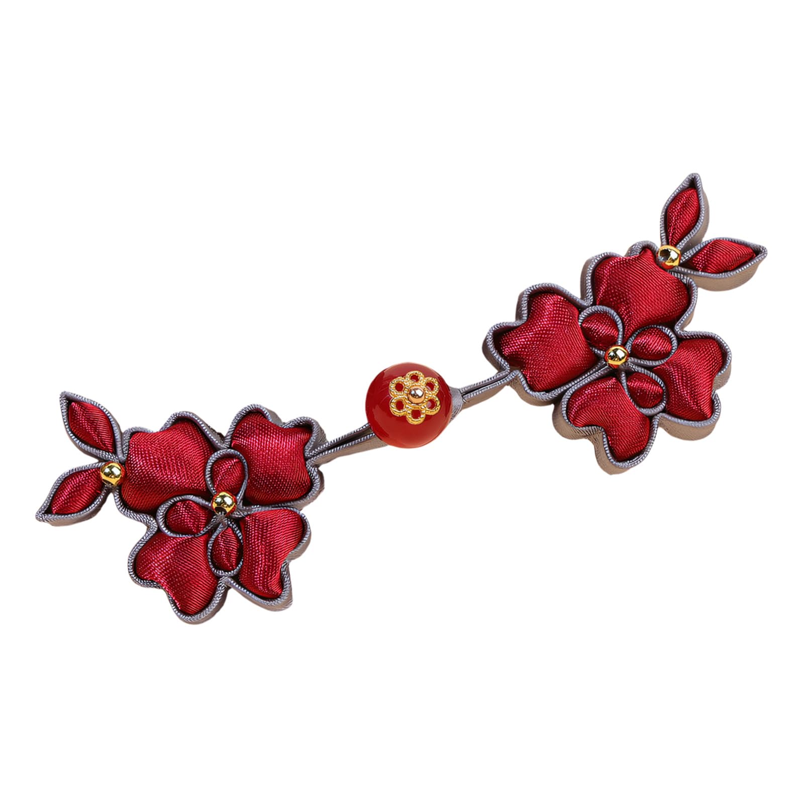 Zxfdsfdbnm Delicate Satins Fabric Knot Button Decoration with Golden Pearls for Ethnic Garments Handcraft Sateen Button Satins Decorated with Golden Beads for Oriental Costumes