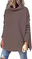 LILLUSORY Women's Oversized Mock Turtleneck Sweater Long Sleeve Knit Pullover Tunic Top for Fall Winter Leggings