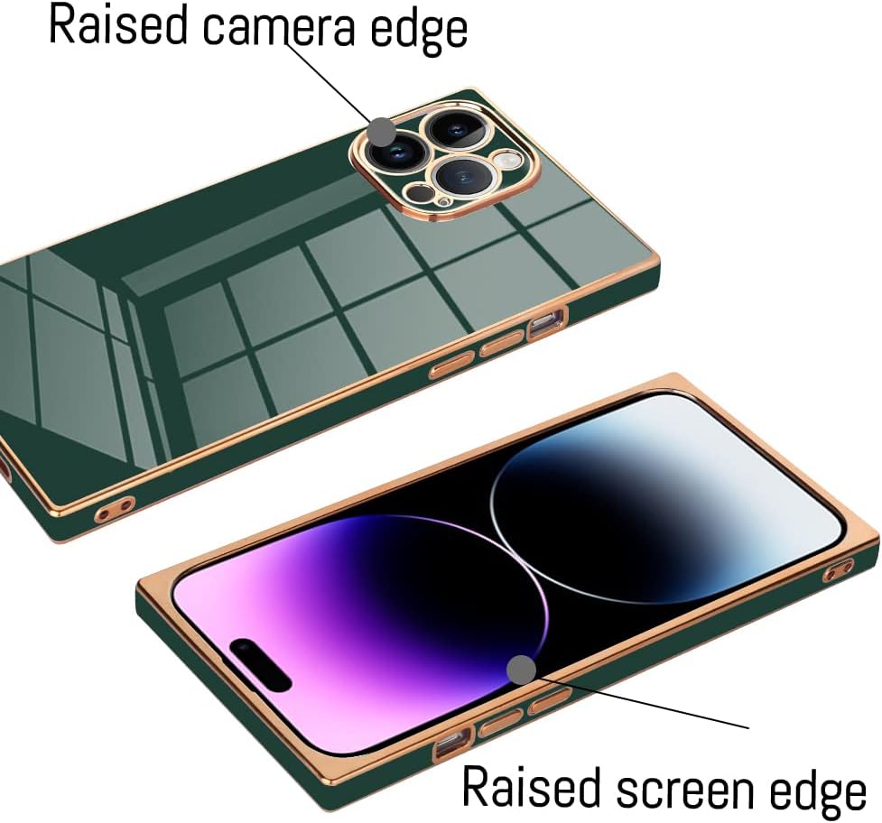 KANGHAR Case Compatible with iPhone 14 Pro Max Luxury Cute Plating Electroplated Design Cute Case Full-Body Anti-Scratch Shockproof Bumper Slim Cover for iPhone 14 Pro Max Dark Green - Image 3