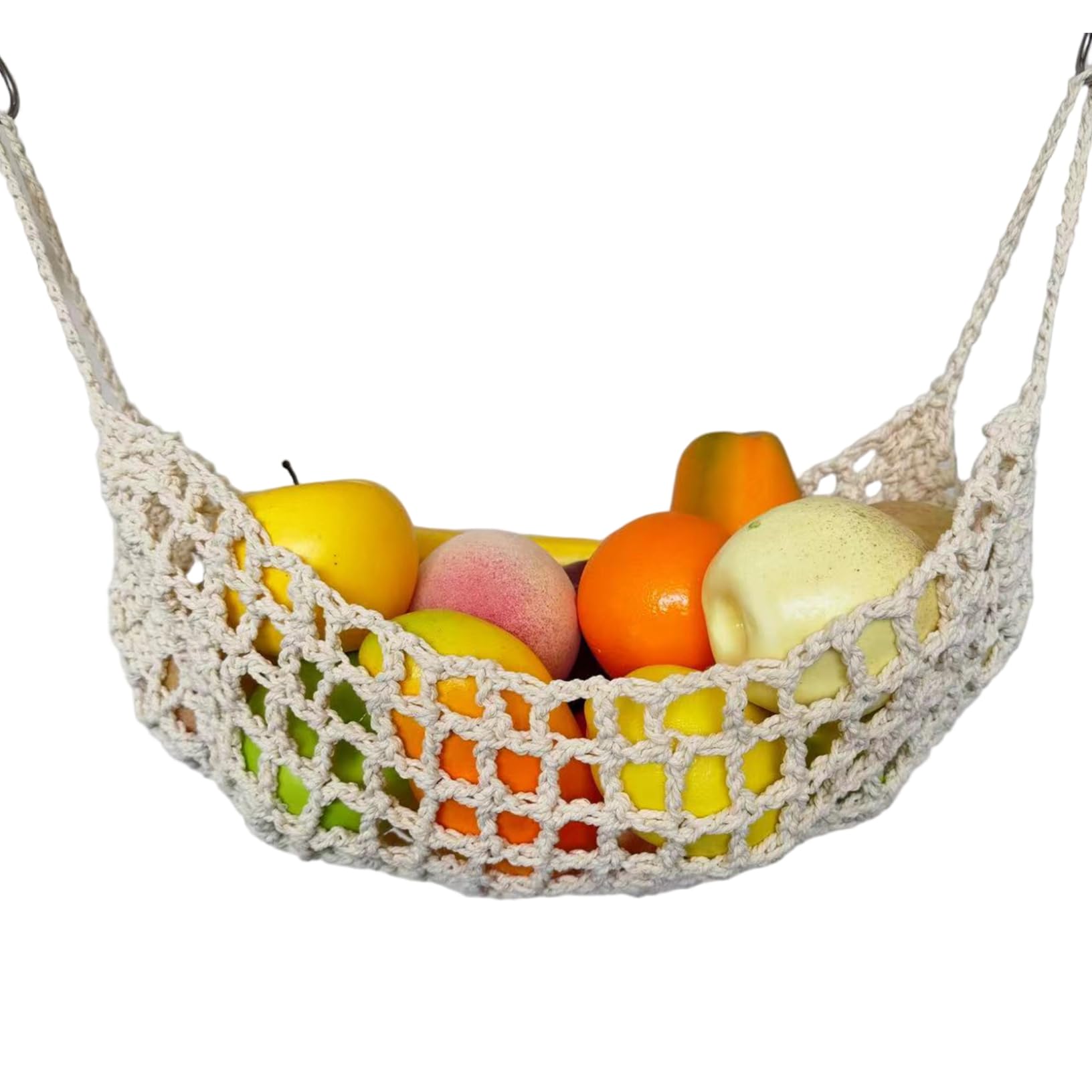 CNAFGBGG Fruit Hammock, Hollow Hanging Fruit Basket with Hooks, Banana Hammock for Home, Boat, RV..