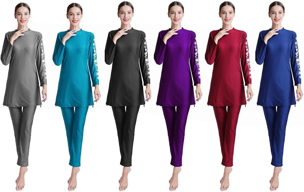 Women Modest Muslim Swimsuit Full Coverage Swimwear Islamic Hijab Ladies Beachwear Swimming Burkini Swim Suit