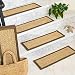 Natural Area Rugs 100% Natural Fiber Half Panama, Seagrass Sage, Handmade Stair Treads Carpet Set of 13 (9"x29") Squirrel Border