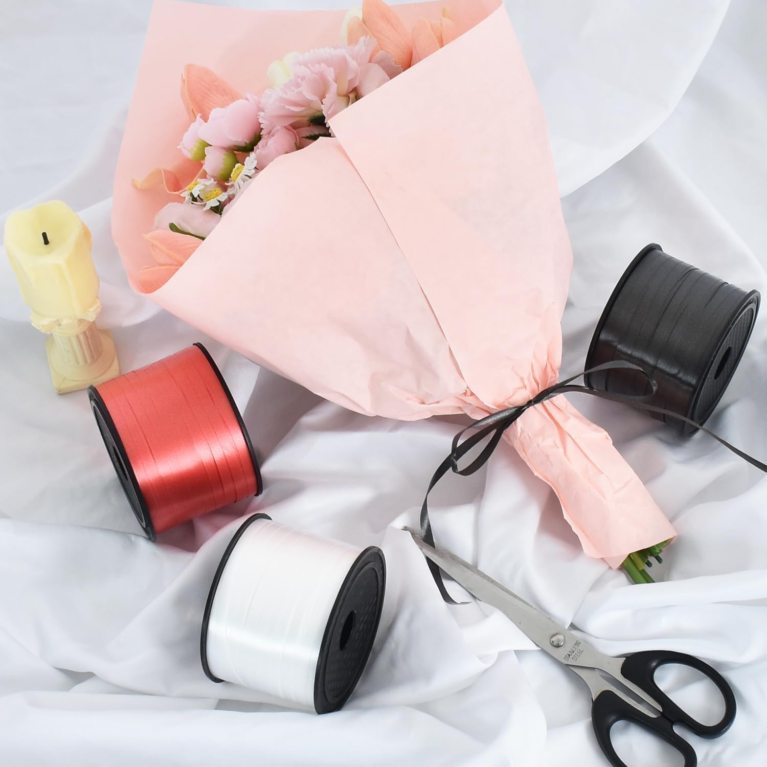 TONIFUL 300 Yards Curling Ribbon-Balloon Ribbon-Balloon String for Art&Craft Decor,Gift Wrapping,Ribbons and Bows for Christmas New Year Birthday Gifts Graduation Supplies (Black Red White) - Image 5