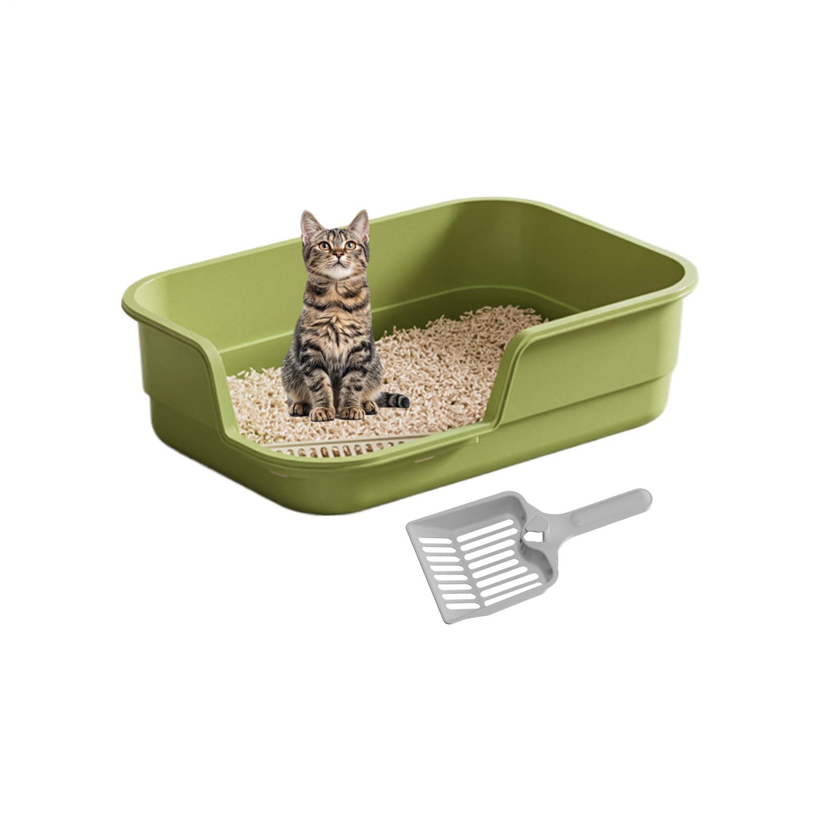 Katzenklo Teilweise Geschlossene Hohe Seiten Mit Schaufel