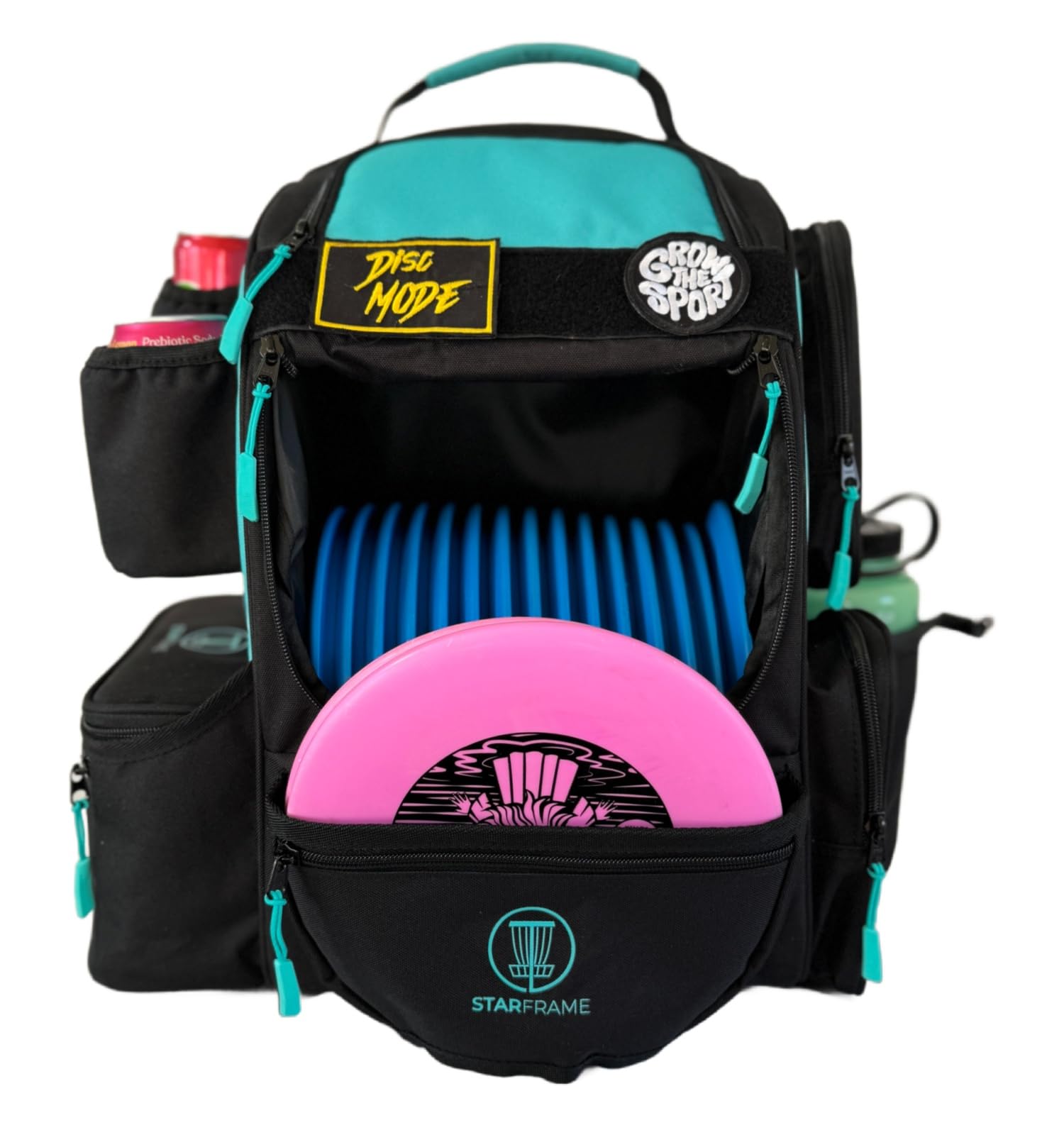 STAR FRAME Beast Disc Golf Bag With Cooler | 25+ Disc Frisbee Golf Backpack | 3-Can Insulated Cooler | Light Durable Gray Men Women Disc Golf Bag |