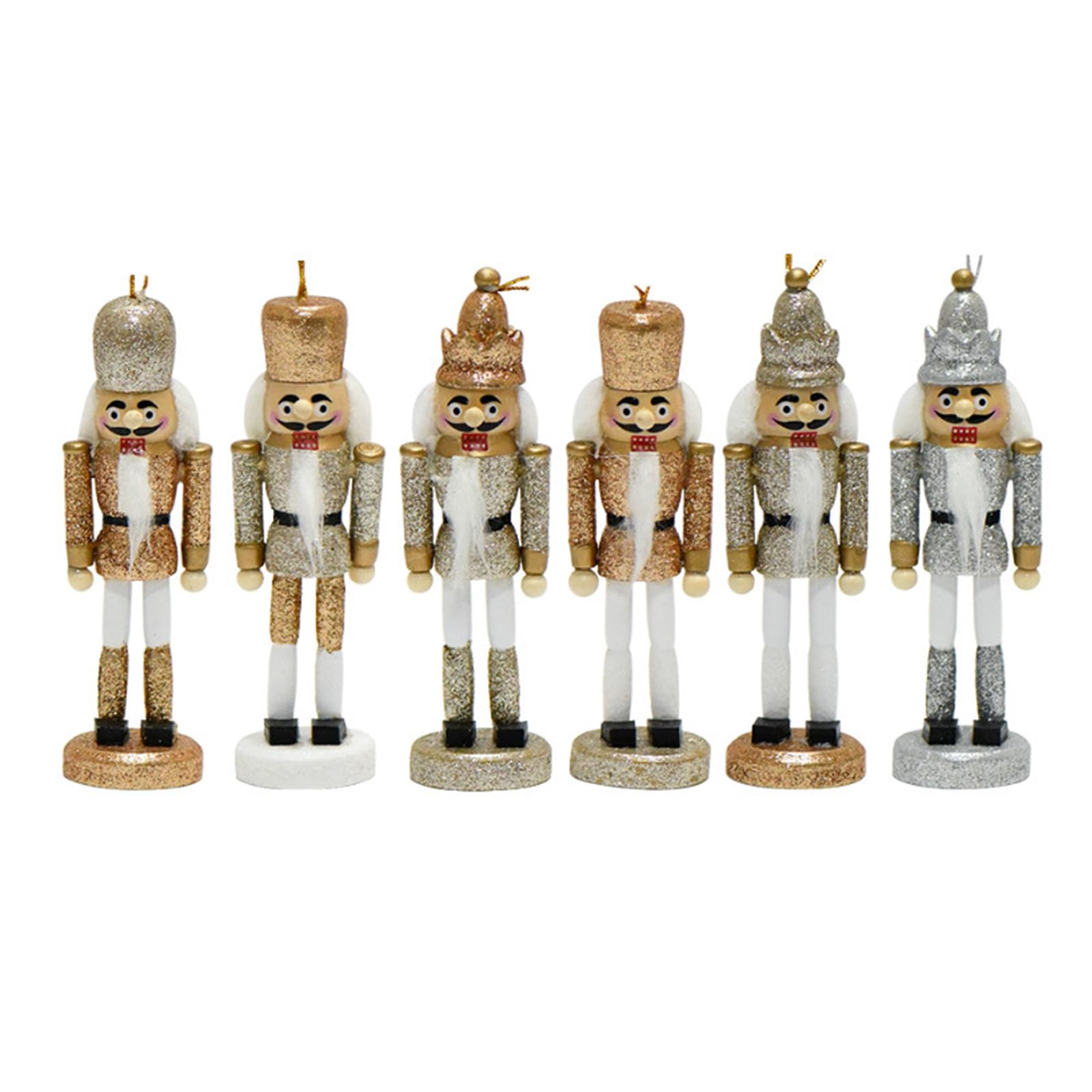 Tsophreniq 6Pcs Christmas Nutcrackers Decorations Nutcrackers Ornament Wooden Hangings Christmas Decorations Figures Wooden Hangings