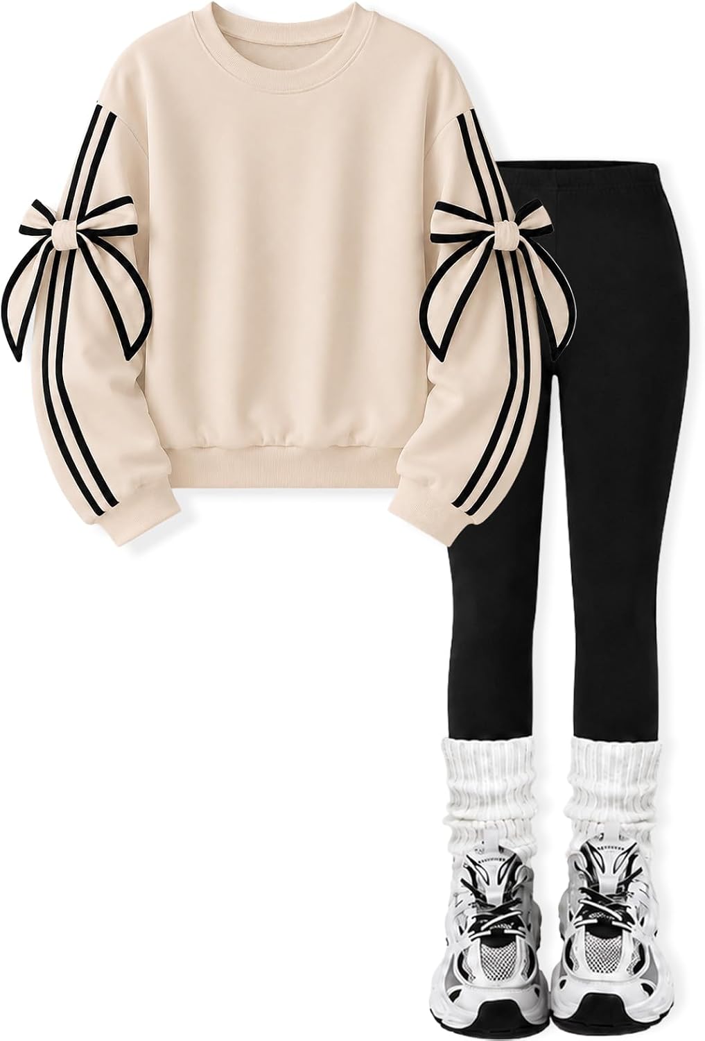 Girls 2 Piece Outfit Tween Girls Clothes Long Sleeve Love Leopard Print Top + Pants Outfits,Size 7-14 Years