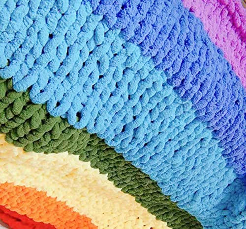 Super Bulky Chunky Blanket Chenille Yarn For Arm Knitting, Luxury Thick Polyester Jumbo Weaving Crochet Craft Yarns For Throw Blanket Pillows (Beige, 8 Pack / 2Kg) #TOP5