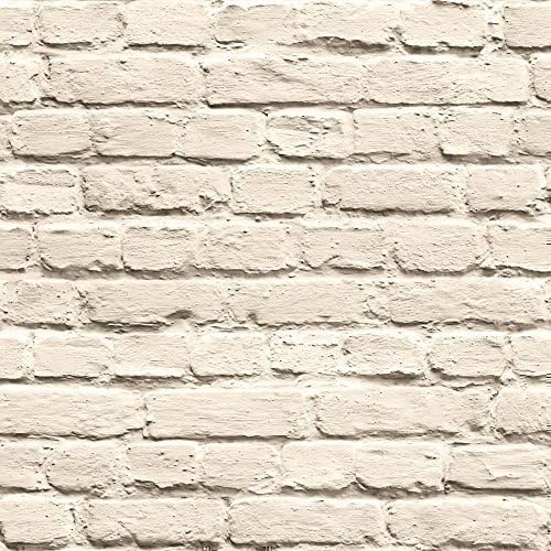 Muriva Just Like It Painted Brick Faux Stone Wall Mural Washable Vinyl Wallpaper (Cream J66507)