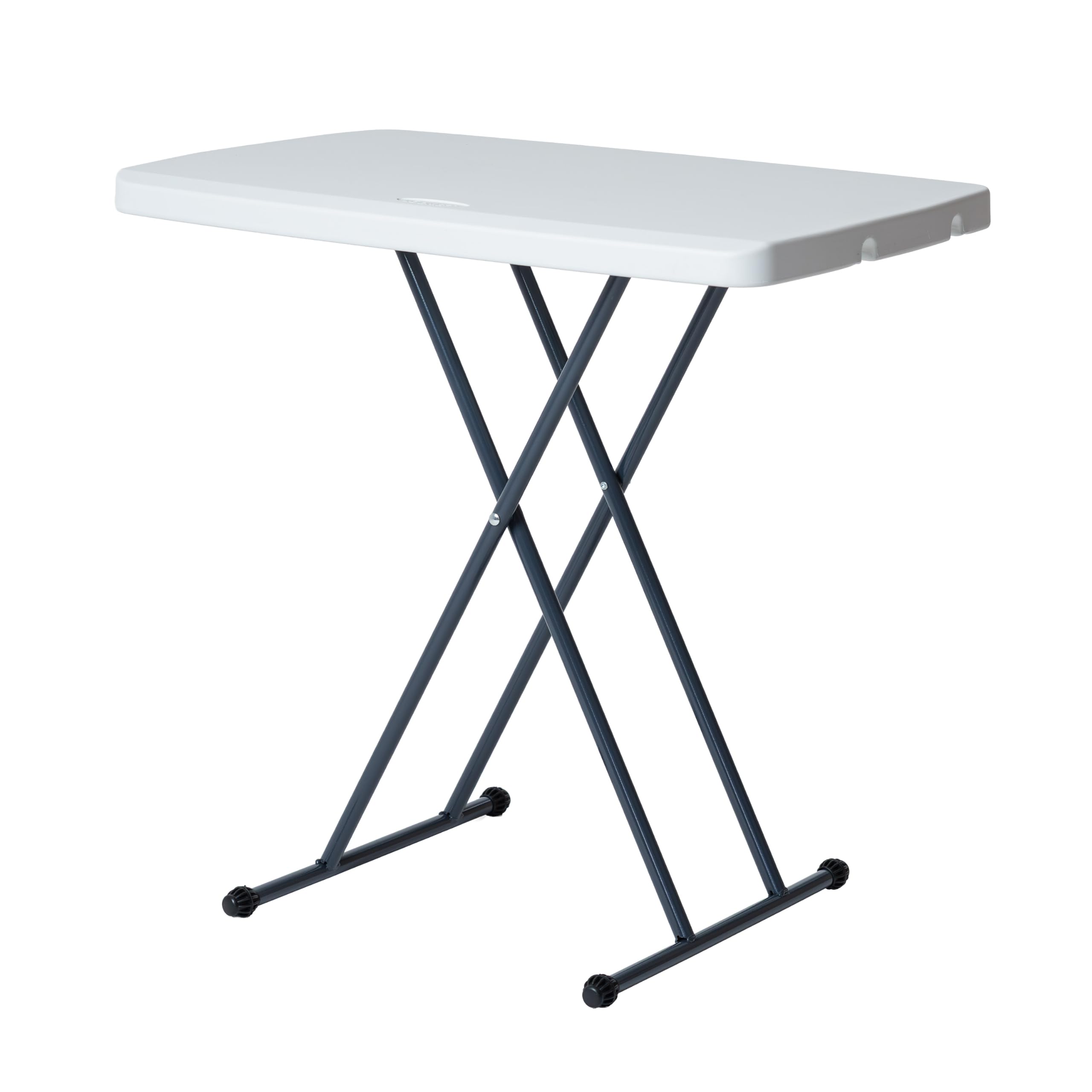 LOOMBER Mesa Plegable Ajustable Blanca Catania 76 x 50 cm, 8 Niveles de Altura, Mesa Multifuncional para Home Office, Laptop, Estudio, Comedor, Cama y Sofá, Diseño Compacto y Resistente