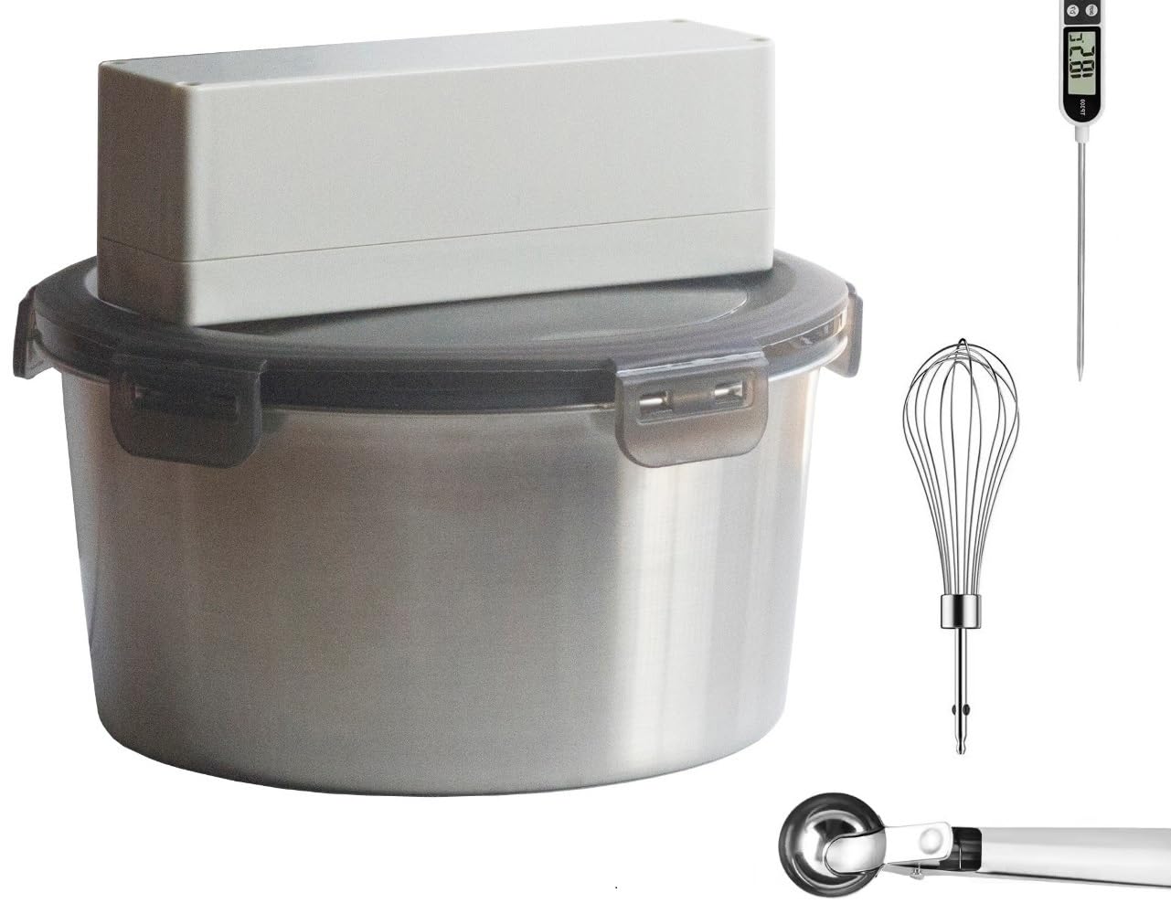 Set of 2200ml 12V Electric Household Ice Cream Maker Big Volumn Ice Cream Machine Fast Making No Need