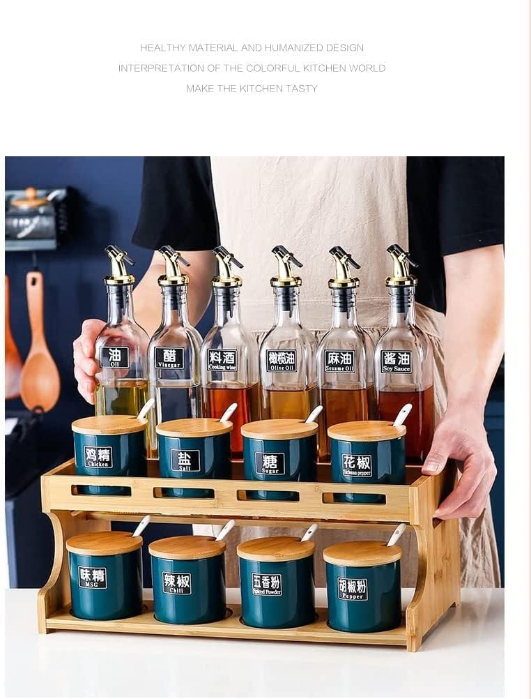 Olive Oil and Pepper Shakers Set Sauce Bottle Dispenser Seasoning Organizer Rack (Color : A, Size : 1 Set)