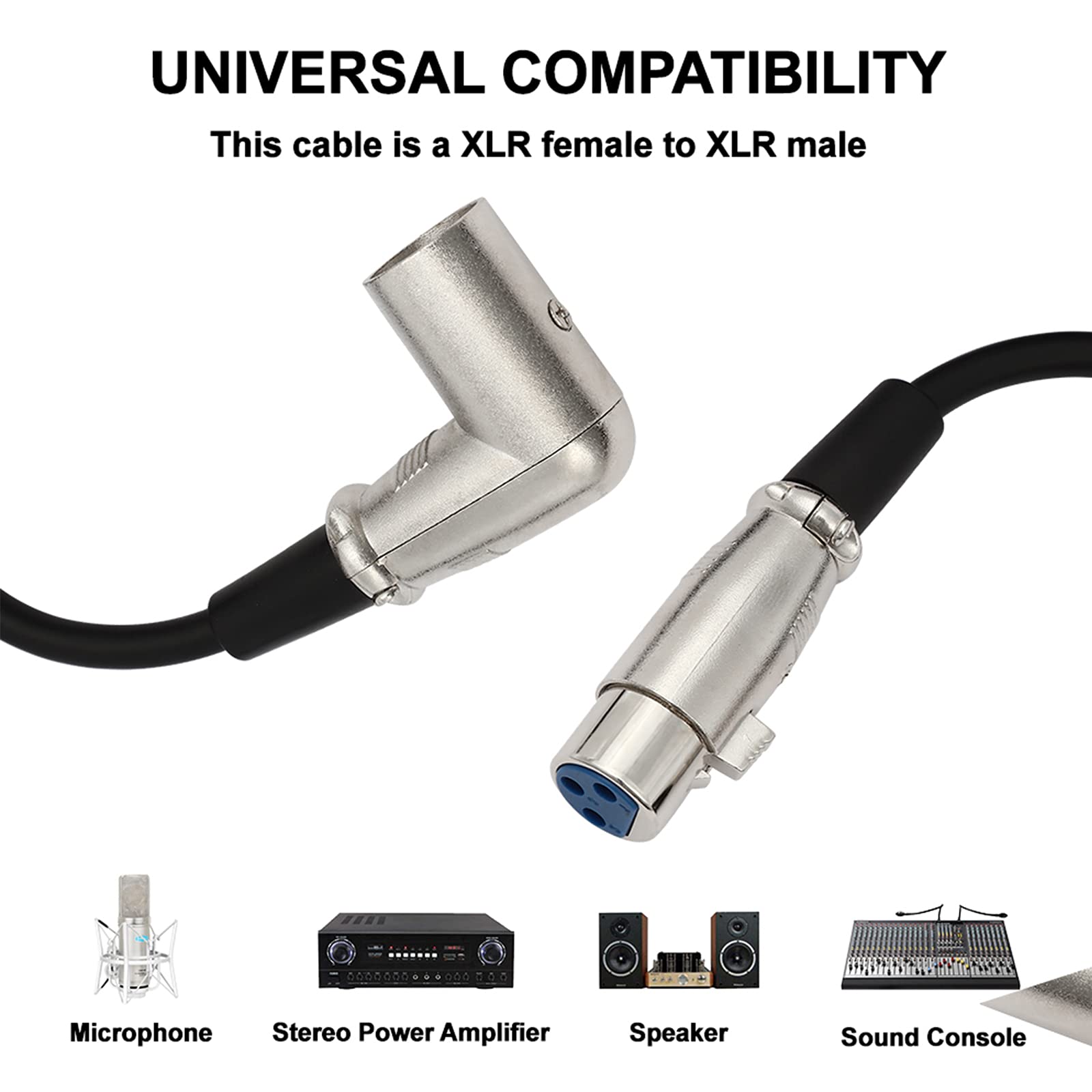 picK-me 3-pins XLR mannelijk naar vrouwelijk XLR haakse microfoon Audioverlengkabel ((90 ° M/FM-0.2M