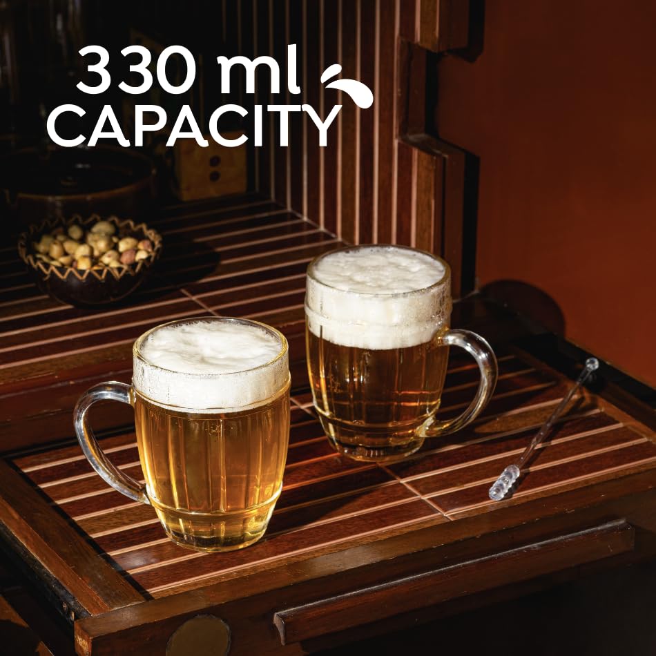 Image of Sipologie Classic Stein Beer Mug 330ml, Set of 2- Timeless Stein Design for Traditional Beer Lovers - Perfect for Gifting, Transparent