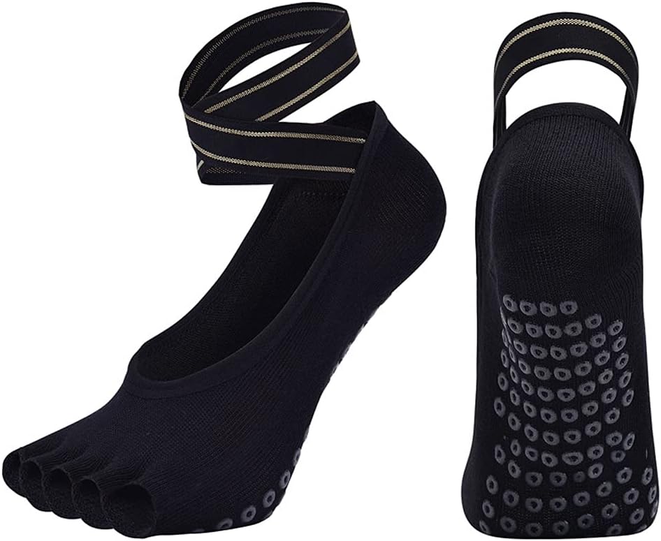 Toeless Yoga Pilates Grips Socks For Women Non Slip Barre Dance Sports Gym Fitness Socks With Straps
